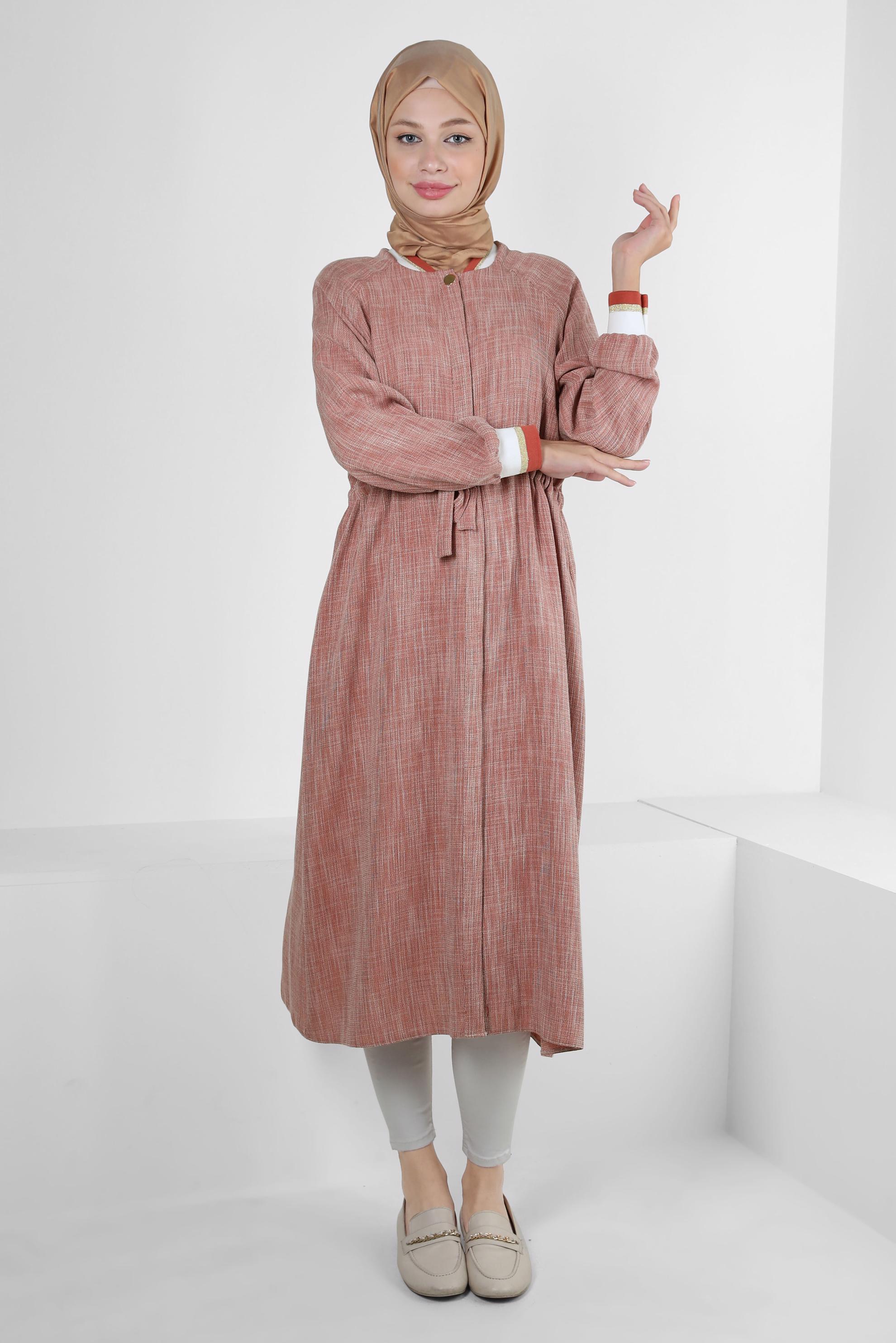 Vêtements hijab ORANGE TUNIQUE TAILLE SMOCKING AVEC POIGNETS ÉLASTIQUE 43813