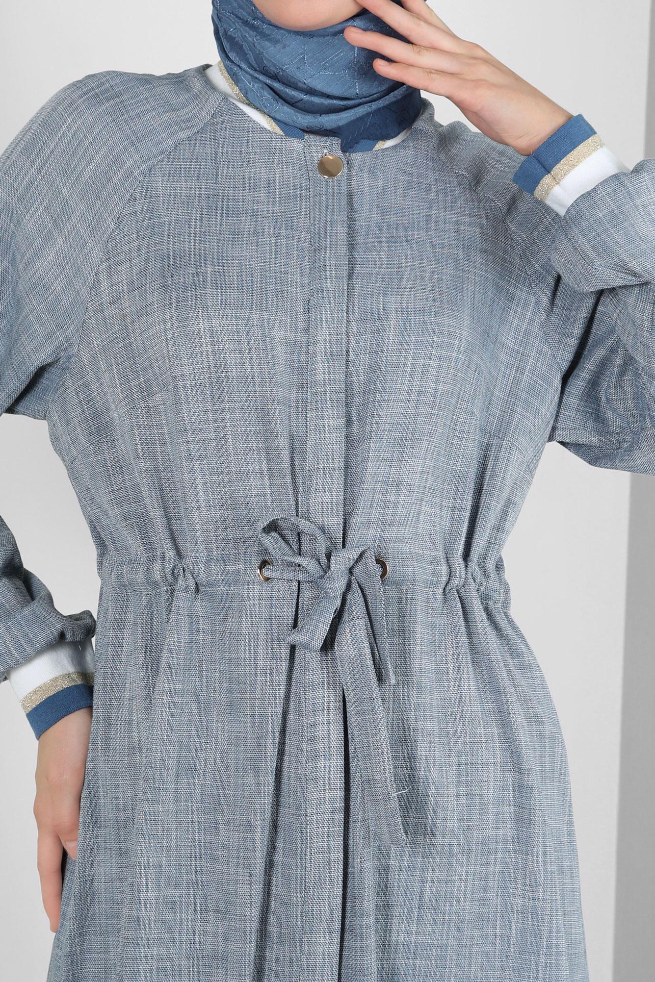 Vêtements hijab BLEU MARINE TUNIQUE TAILLE SMOCKING AVEC POIGNETS ÉLASTIQUE 43813