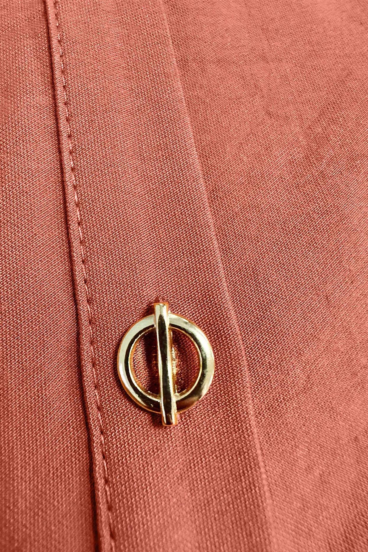 Tesettür giyim TURUNCU KAPÜŞONU BÜZMELİ DÜĞMELİ TUNİK 43814