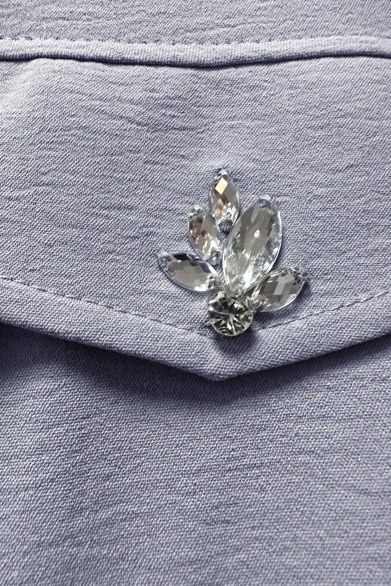 Tesettür giyim GRİ GÖMLEK YAKA TAŞ DETAYLI TUNİK 43815