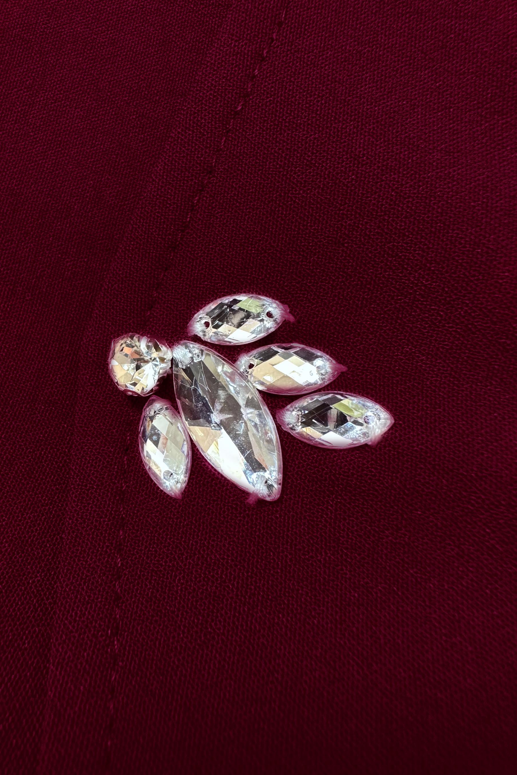 Tesettür giyim BORDO GÖMLEK YAKA TAŞ DETAYLI TUNİK 43815