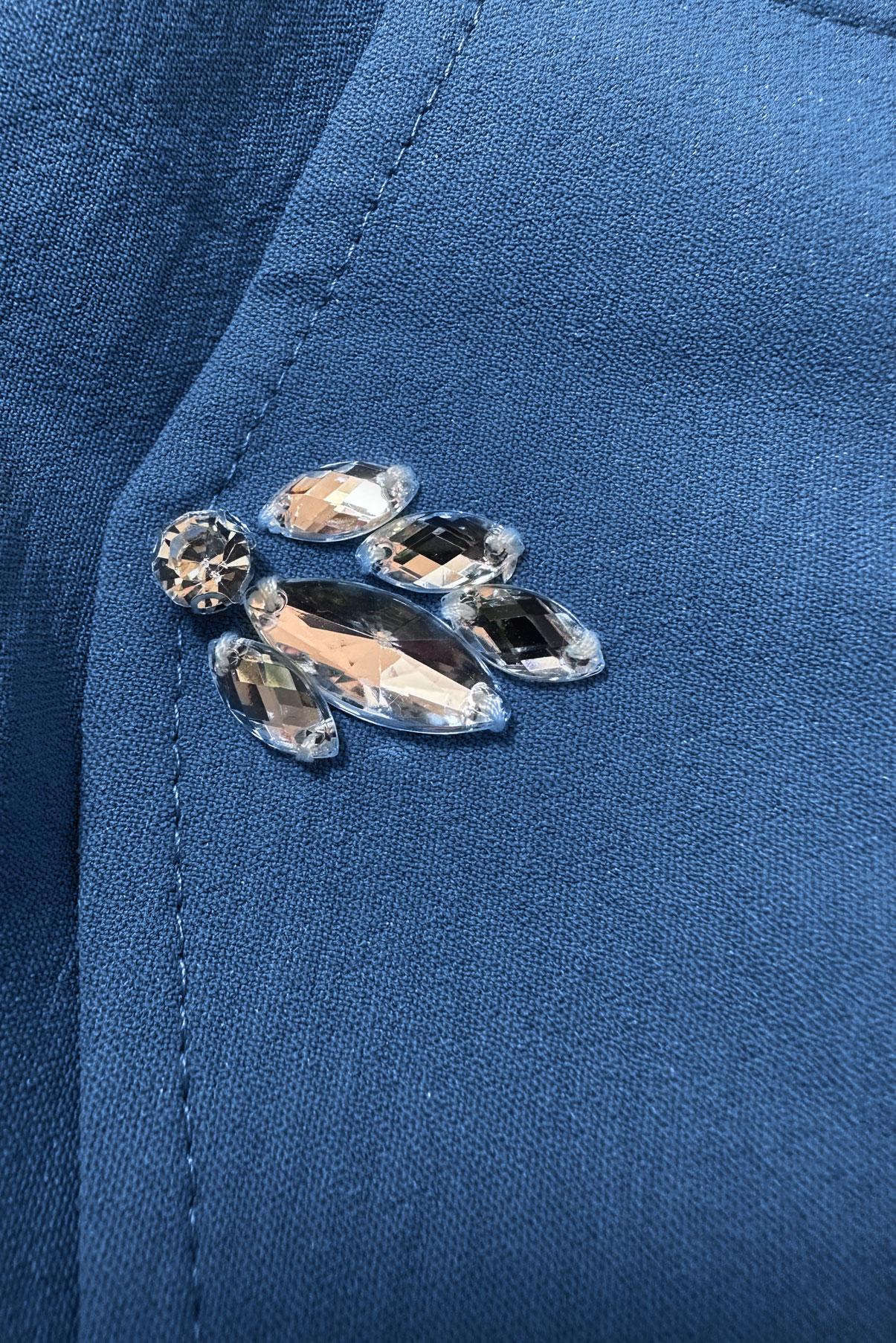 Tesettür giyim MAVİ GÖMLEK YAKA TAŞ DETAYLI TUNİK 43815