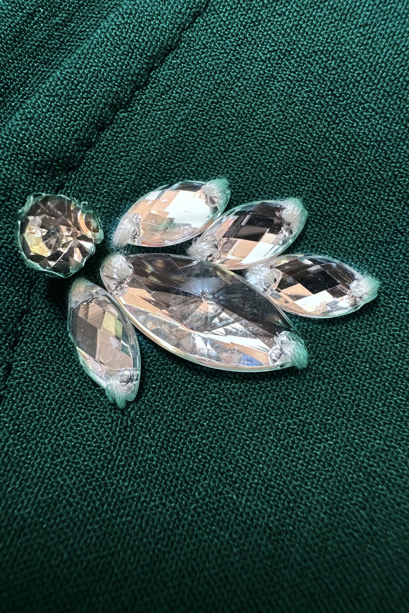 Tesettür giyim YEŞİL GÖMLEK YAKA TAŞ DETAYLI TUNİK 43815