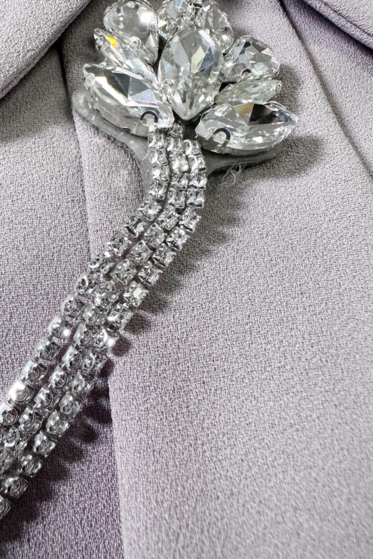 Tesettür giyim VİZON TAŞ DETAYLI DÜZ TUNİK 43816