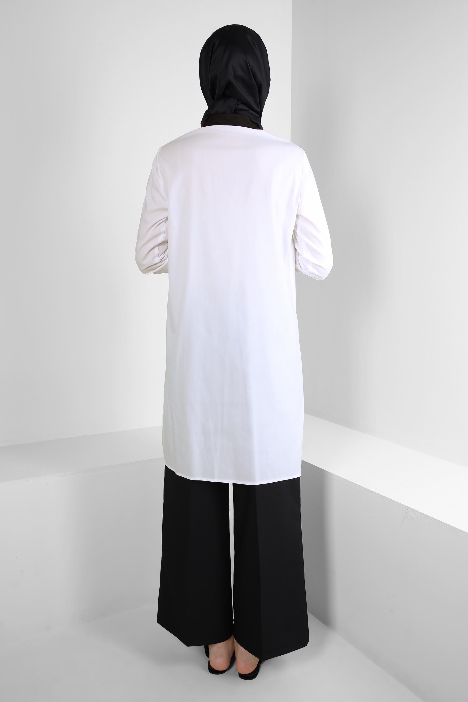Tesettür giyim BEYAZ YAKA DETAYLI GÖMLEK TUNİK 43817