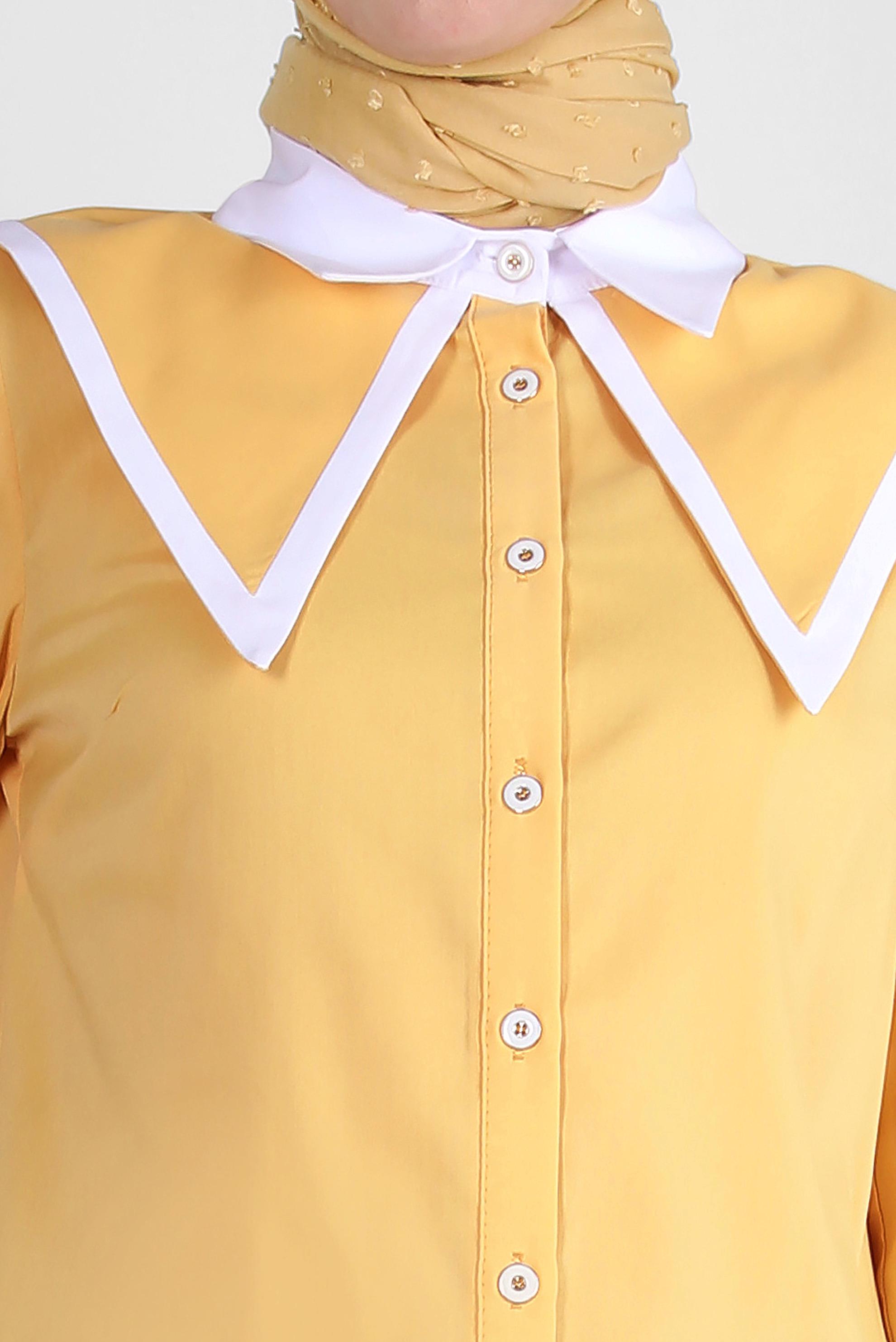 Tesettür giyim SARI YAKA DETAYLI GÖMLEK TUNİK 43817