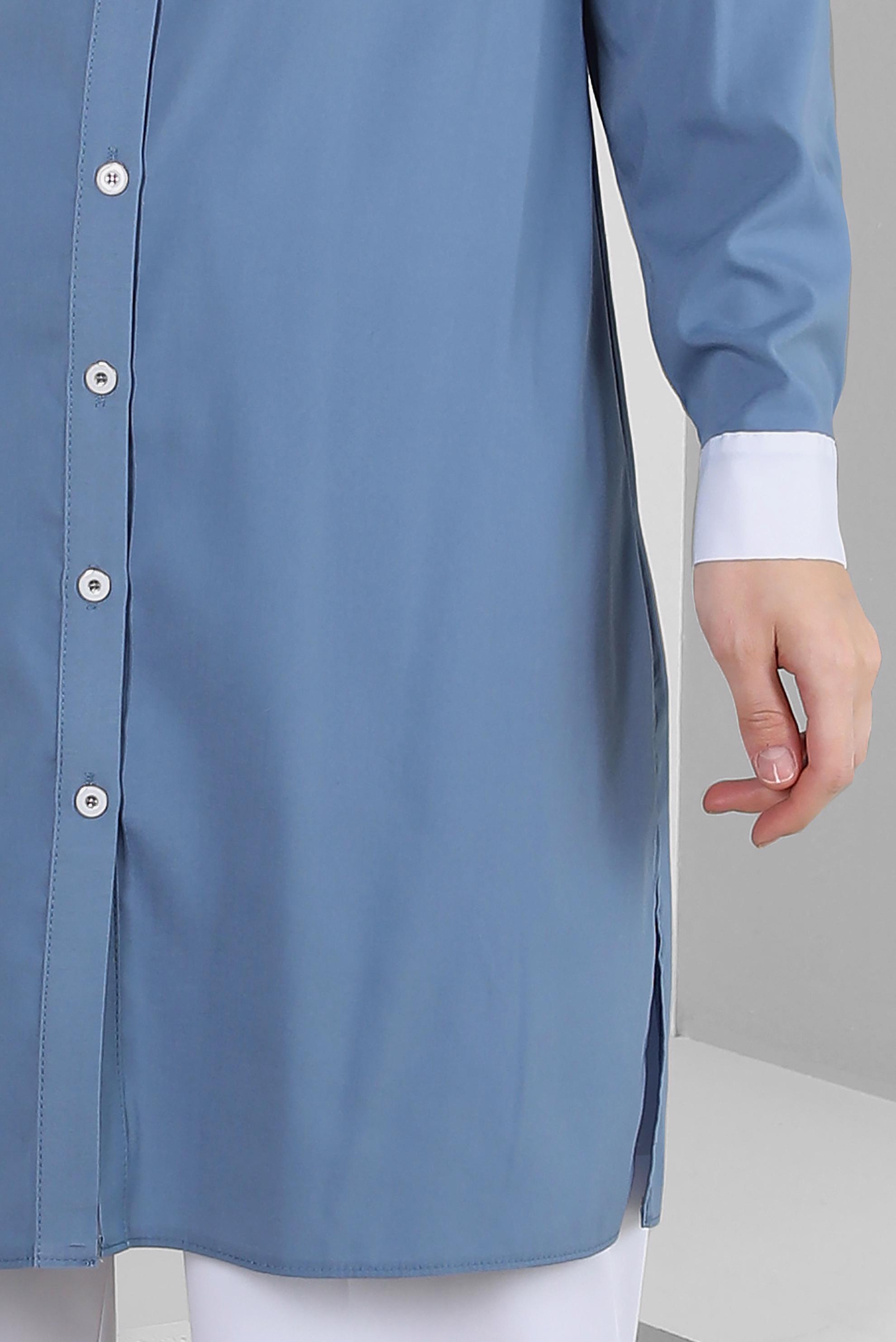 Tesettür giyim LACİVERT YAKA DETAYLI GÖMLEK TUNİK 43817