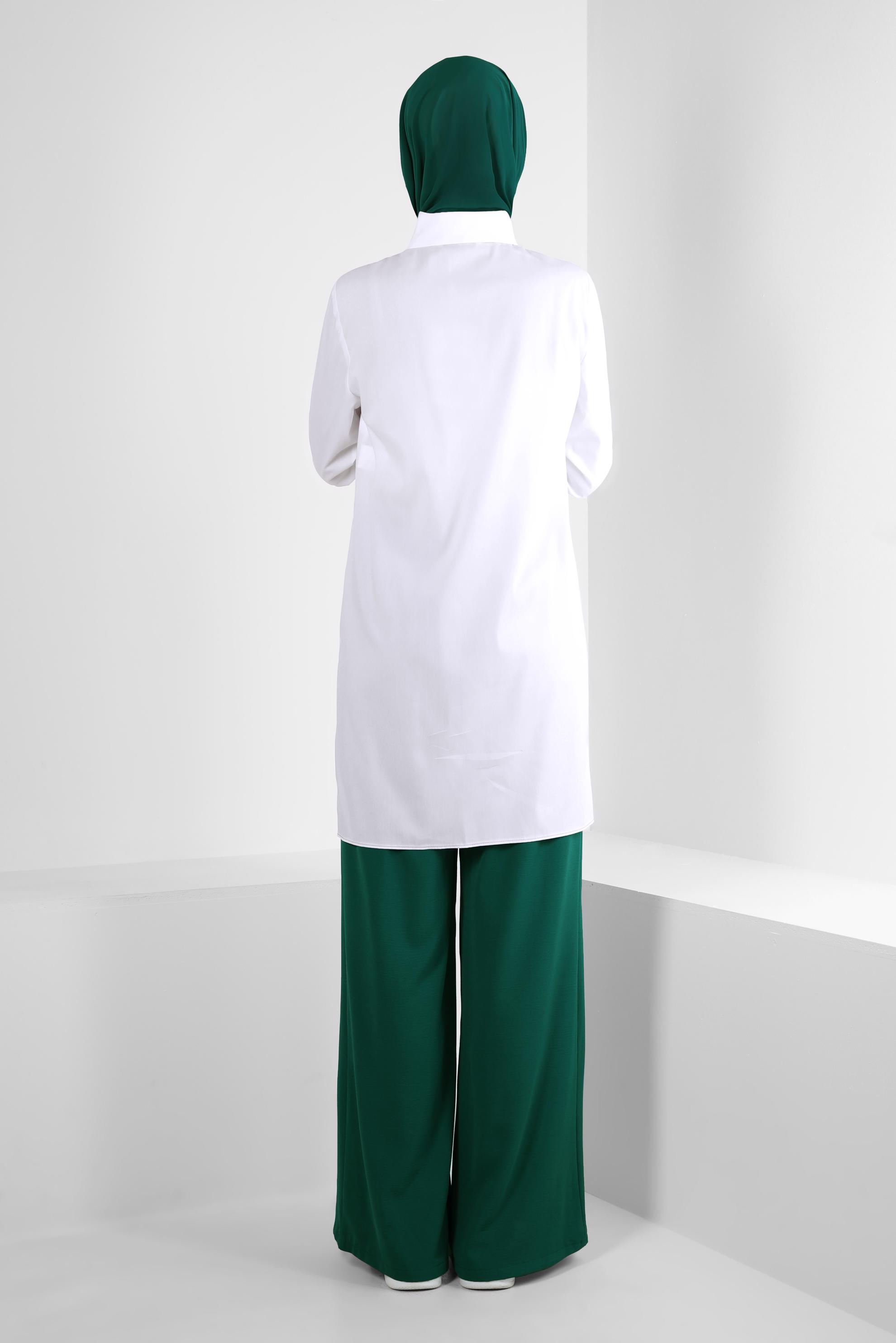 Tesettür giyim BEYAZ GÖMLEK YAKA DÜĞMELİ TUNİK 43826