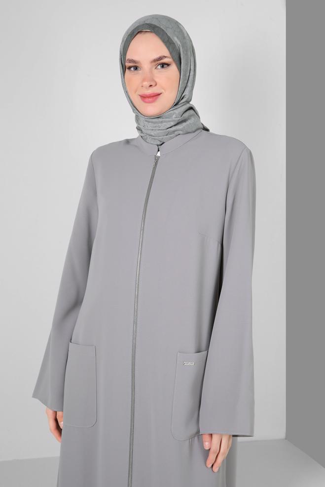 Tesettür giyim  CEP DETAYLI FERMUARLI UZUN TUNİK 43834 - ALVİNA