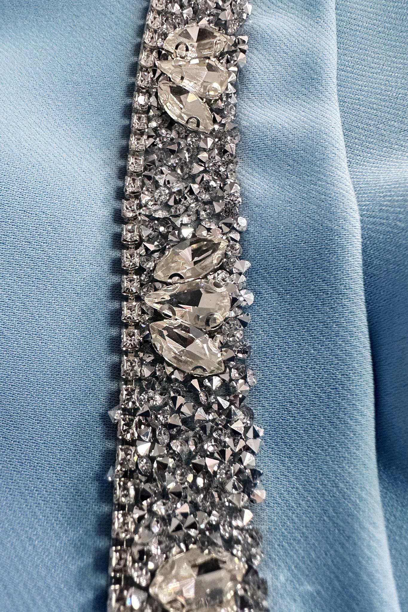 Tesettür giyim MAVİ GİZLİ PATLI TAŞ BASKILI CEPLİ TUNİK 43836