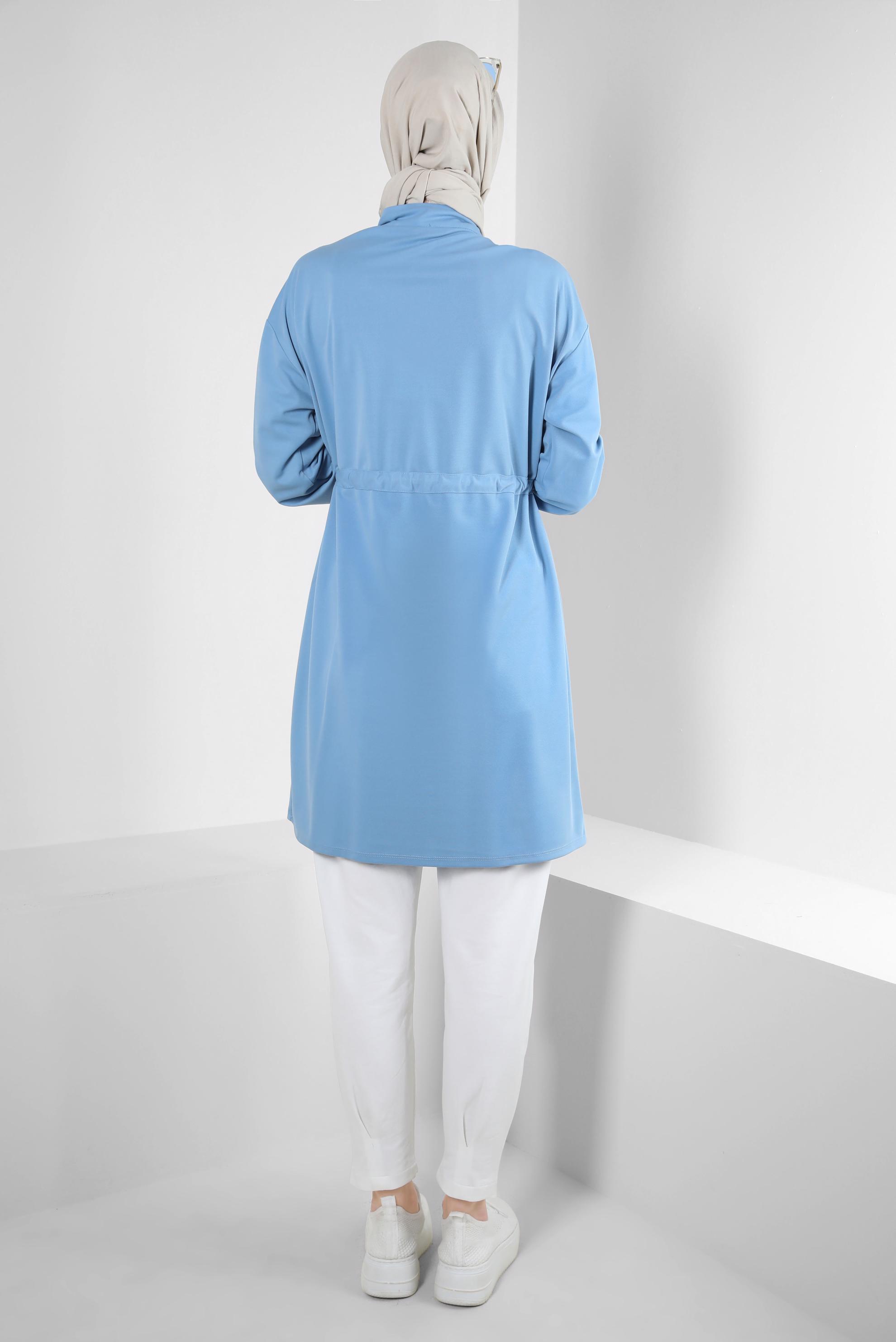 Hijab clothing BLUE STRIPED TUNIC WITH SMOCKING WAIST 43840