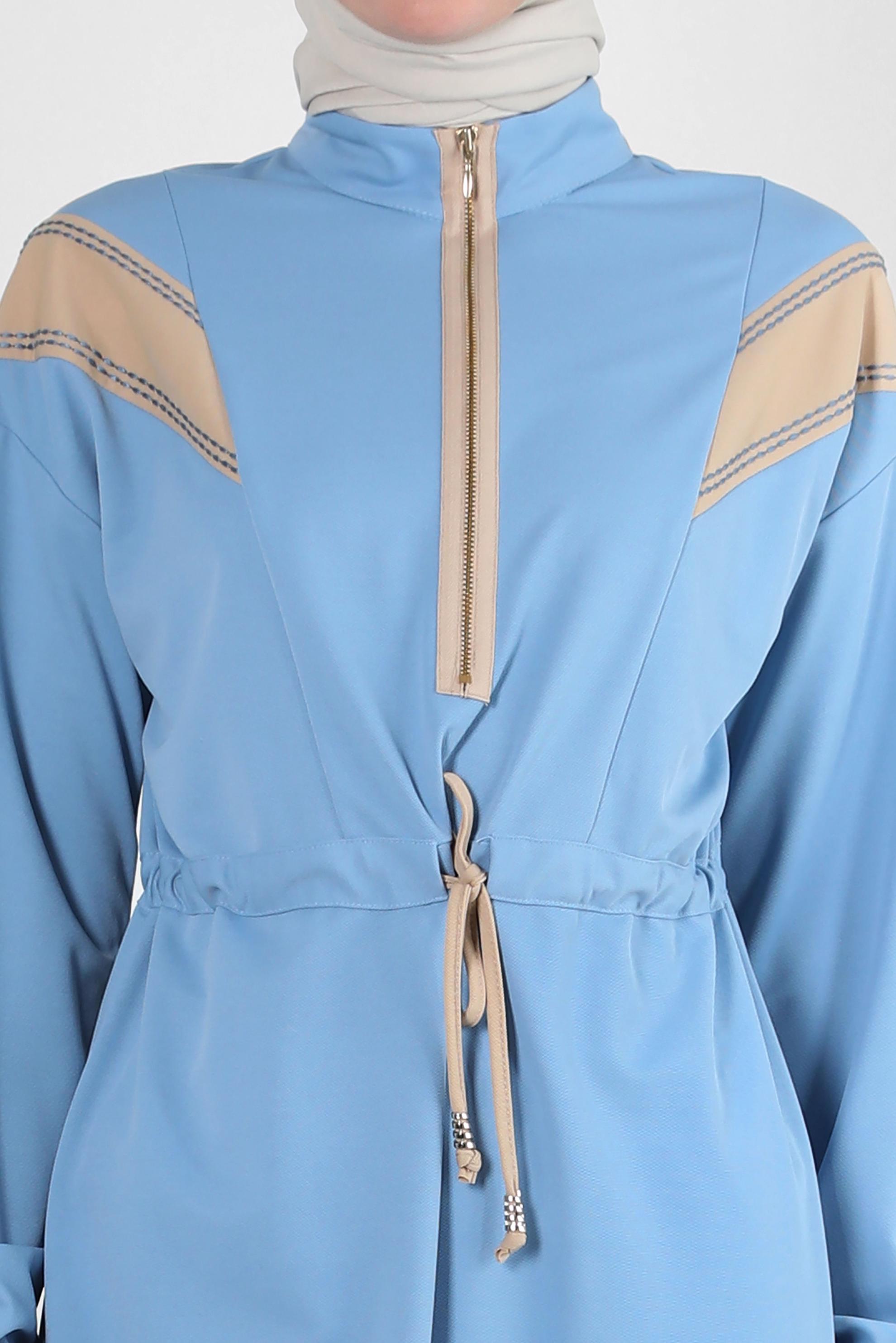 Hijab clothing BLUE STRIPED TUNIC WITH SMOCKING WAIST 43840