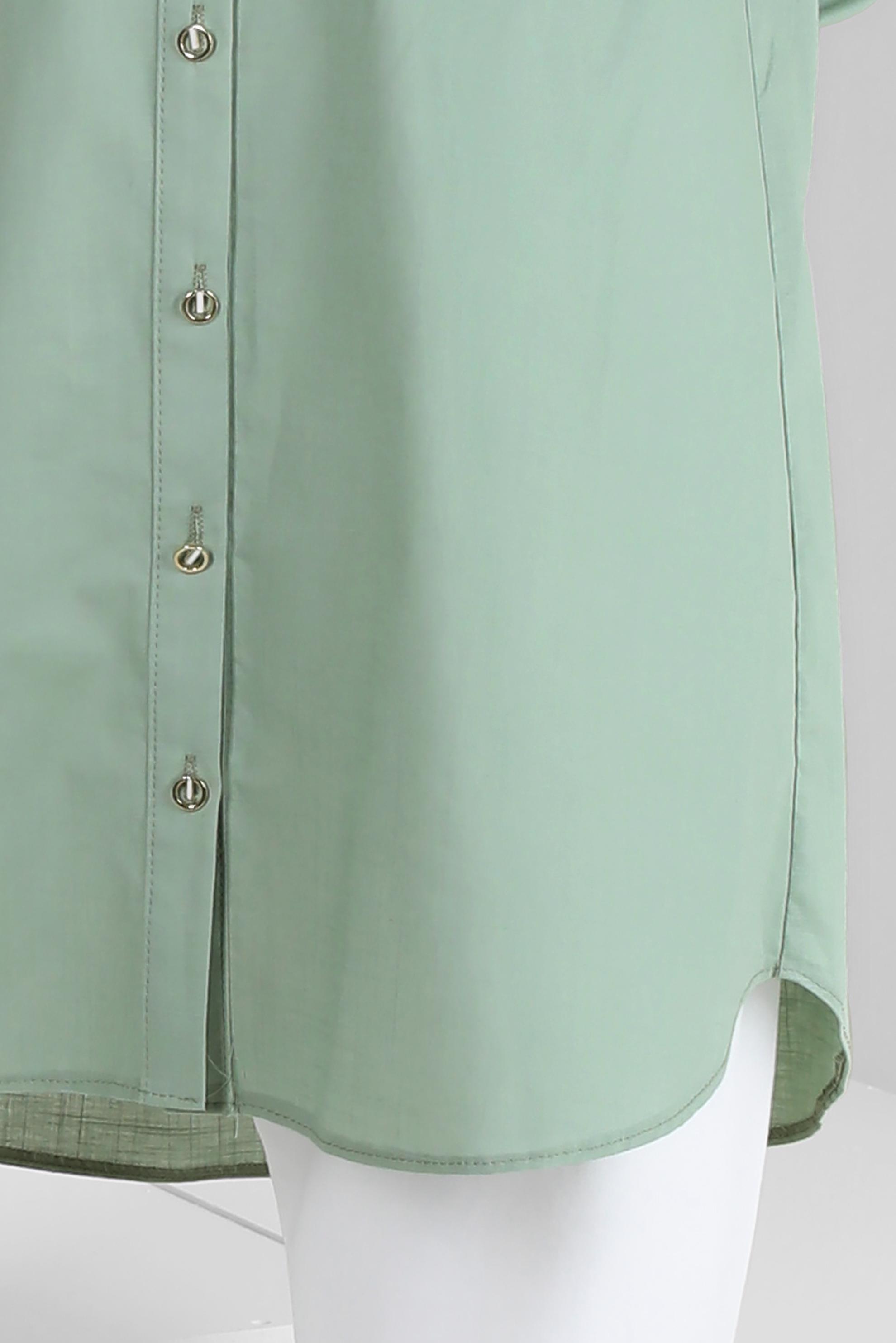 Tesettür giyim YEŞİL KAPÜŞONLU PAMUKLU TUNİK 43854