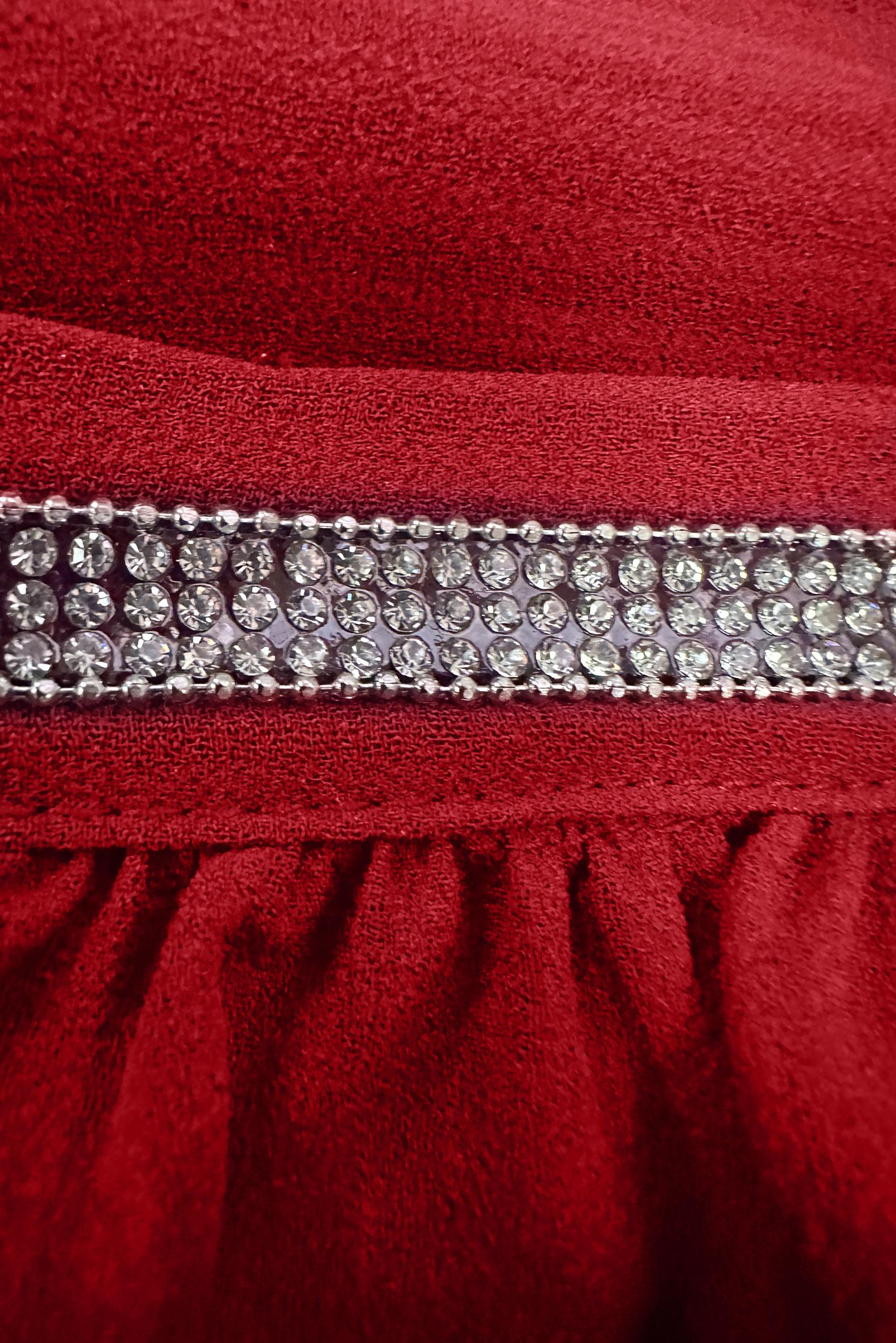 Tesettür giyim KIRMIZI TAŞ ŞERİTLİ FIRFIR DETAYLI TUNİK 43856