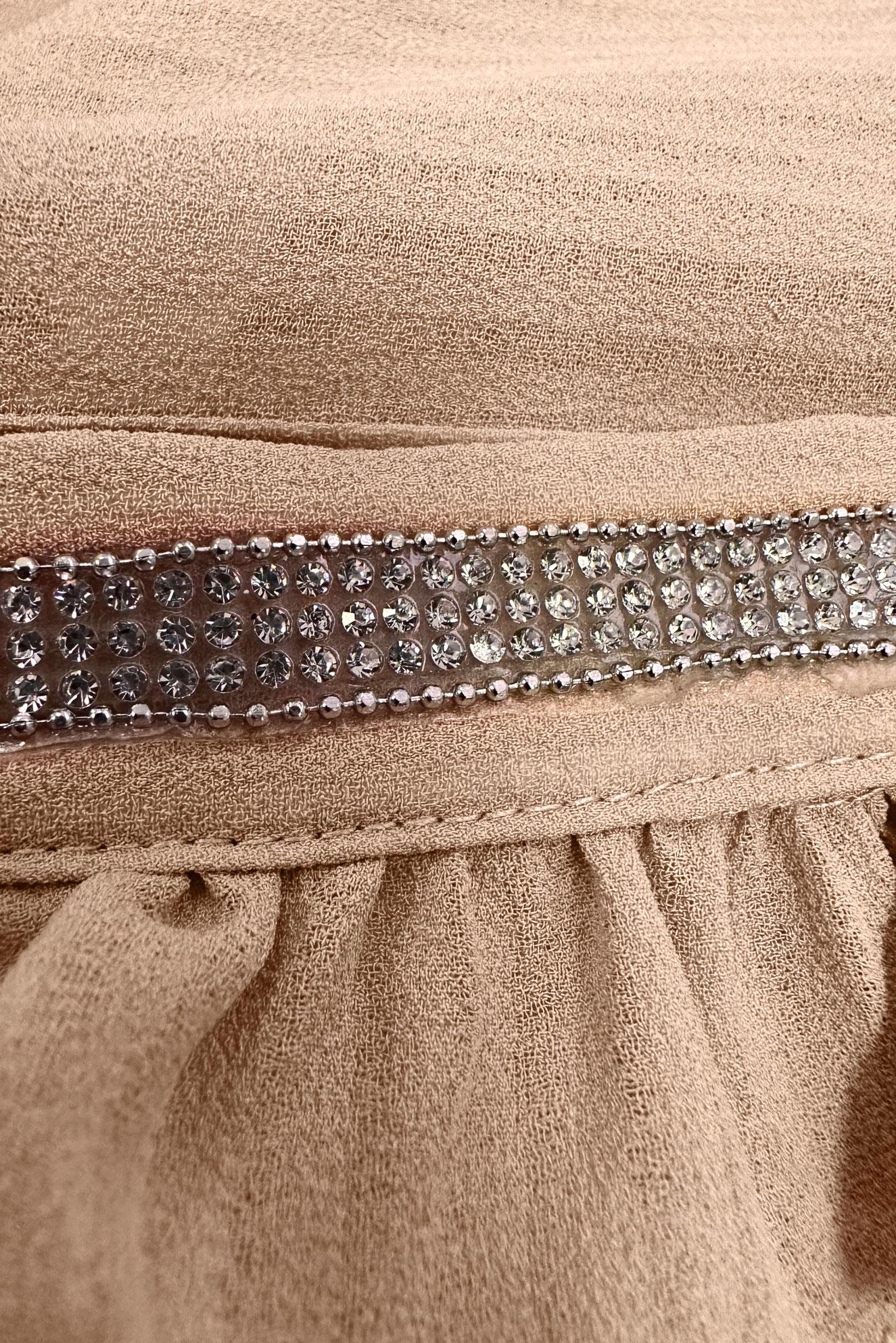 Tesettür giyim BEJ TAŞ ŞERİTLİ FIRFIR DETAYLI TUNİK 43856