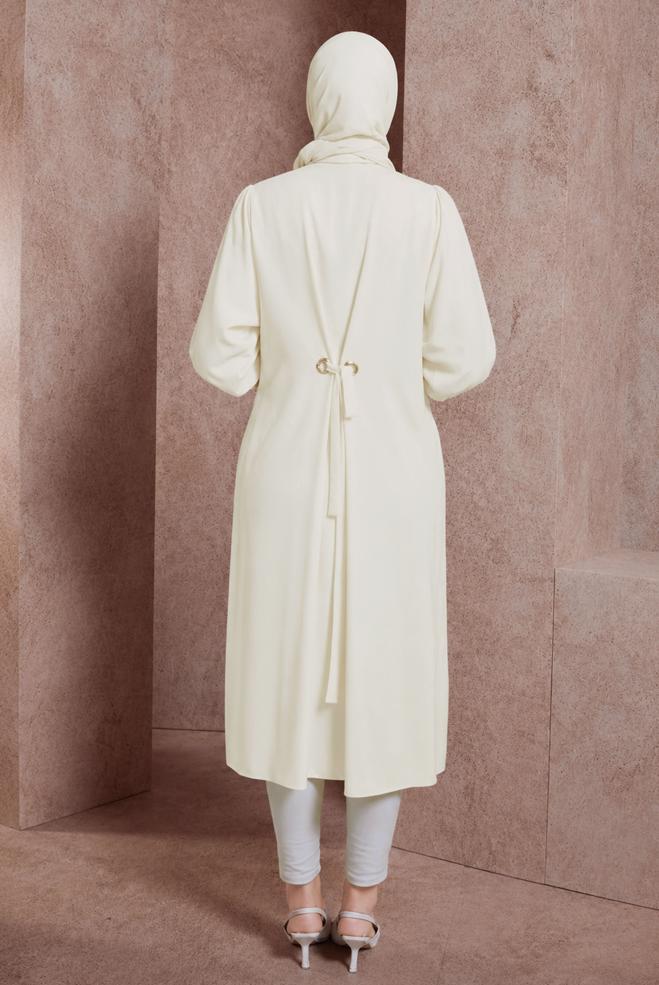 Vêtements hijab BLANC TUNIQUE LONGUE COL CHEMISE 43860 - ALVİNA