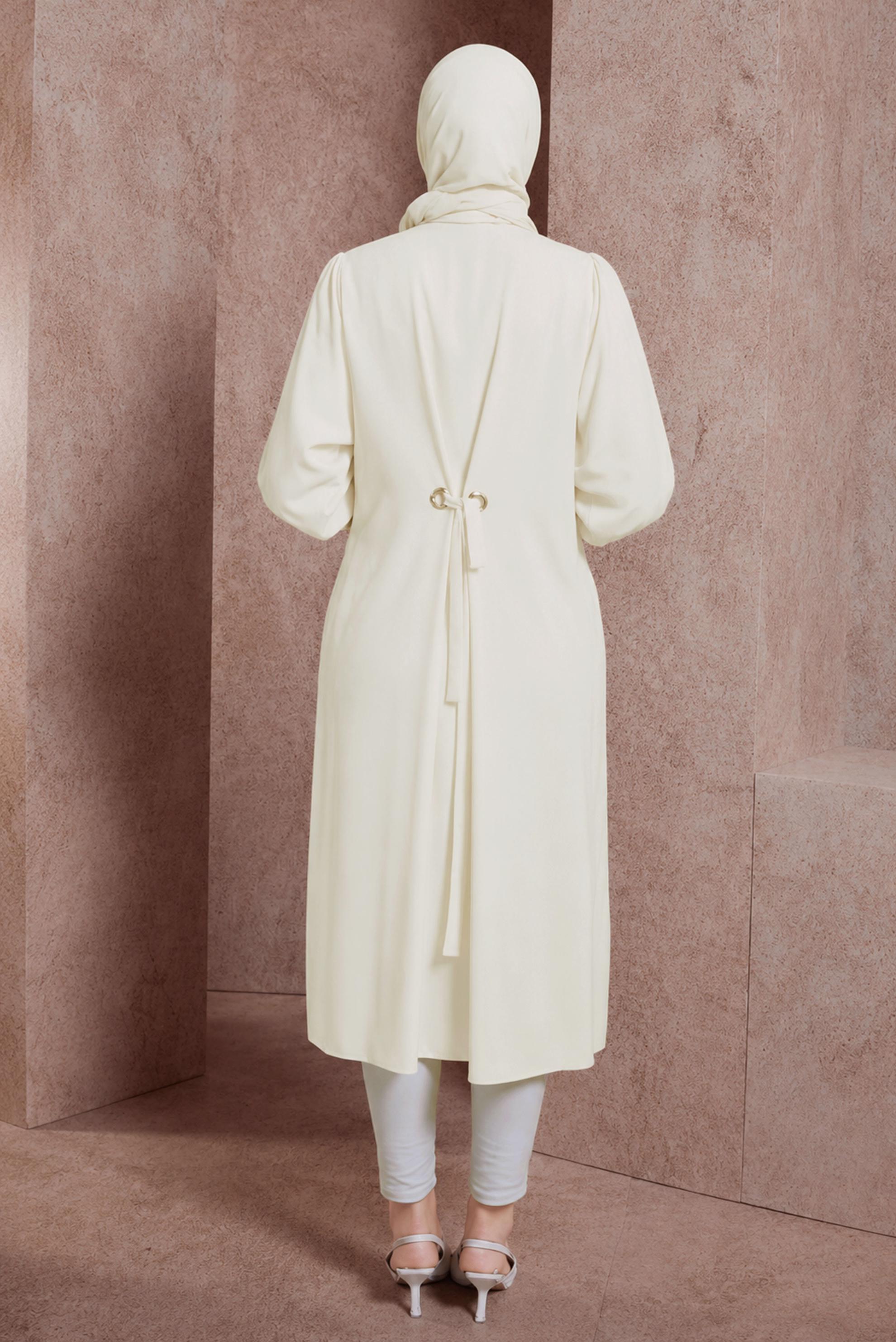 Vêtements hijab BLANC TUNIQUE LONGUE COL CHEMISE 43860