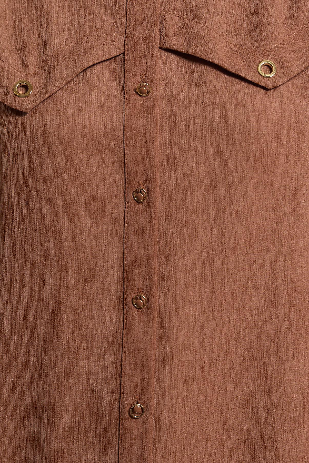 Tesettür giyim KAHVE GÖMLEK YAKA UZUN TUNİK 43860