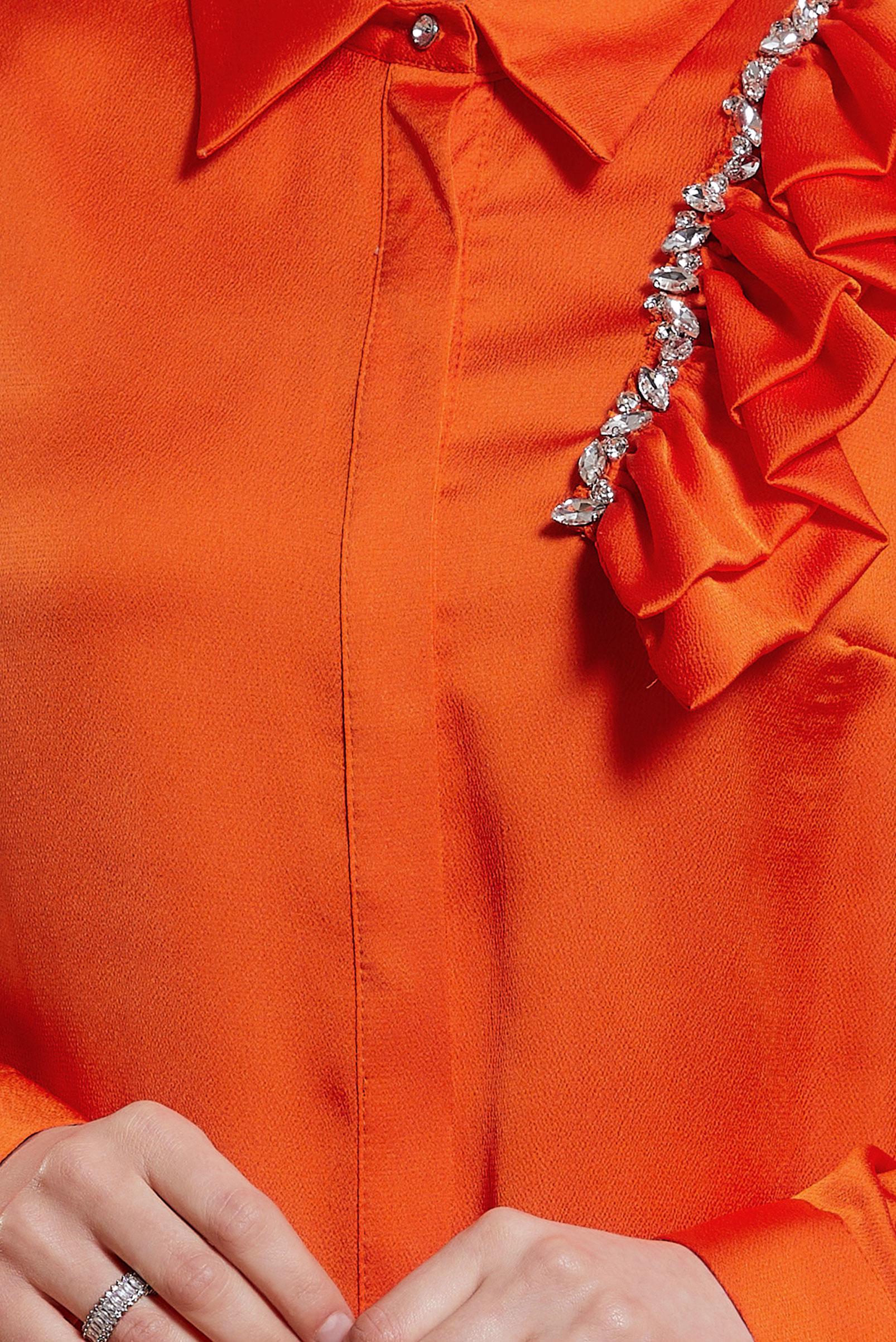 Tesettür giyim TURUNCU FIRFIR DETAYLI SATEN TUNİK 43868