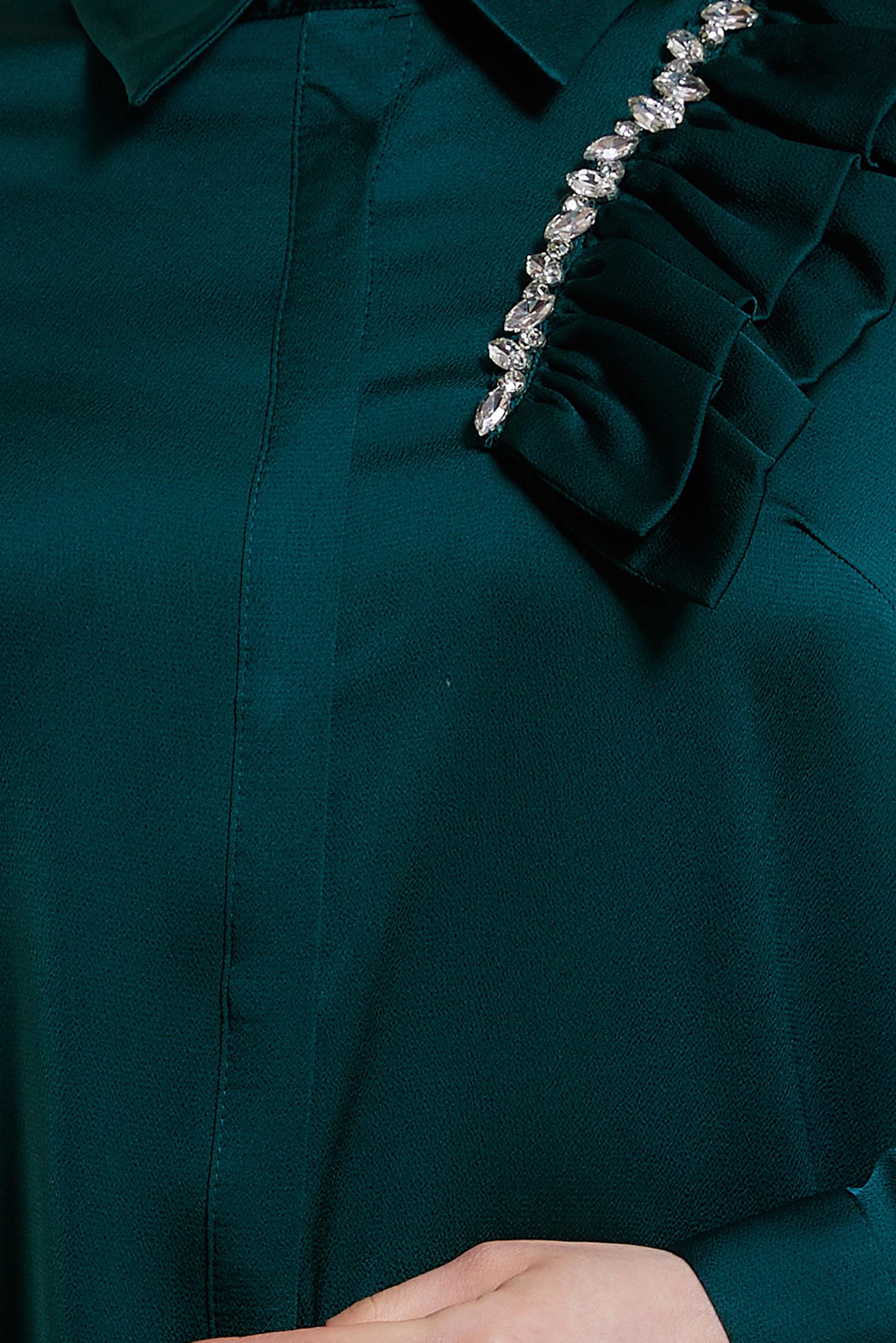 Tesettür giyim YEŞİL FIRFIR DETAYLI SATEN TUNİK 43868