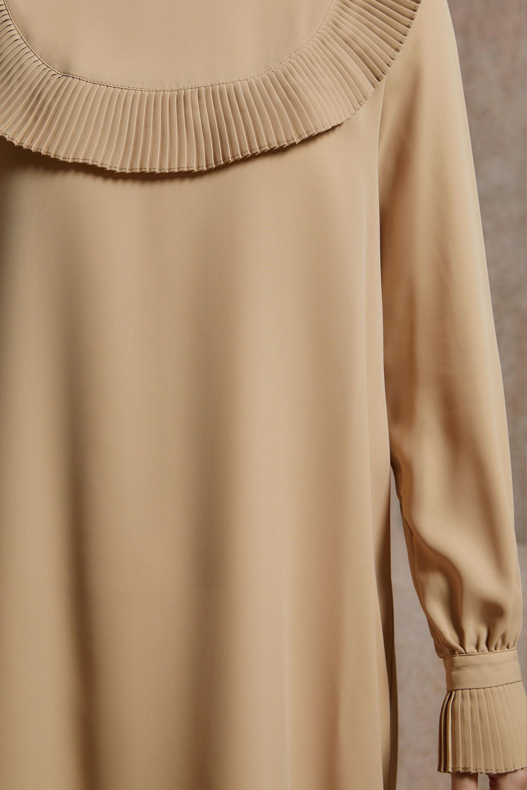 Tesettür giyim KAHVE PİLİSE DETAYLI TUNİK 43889