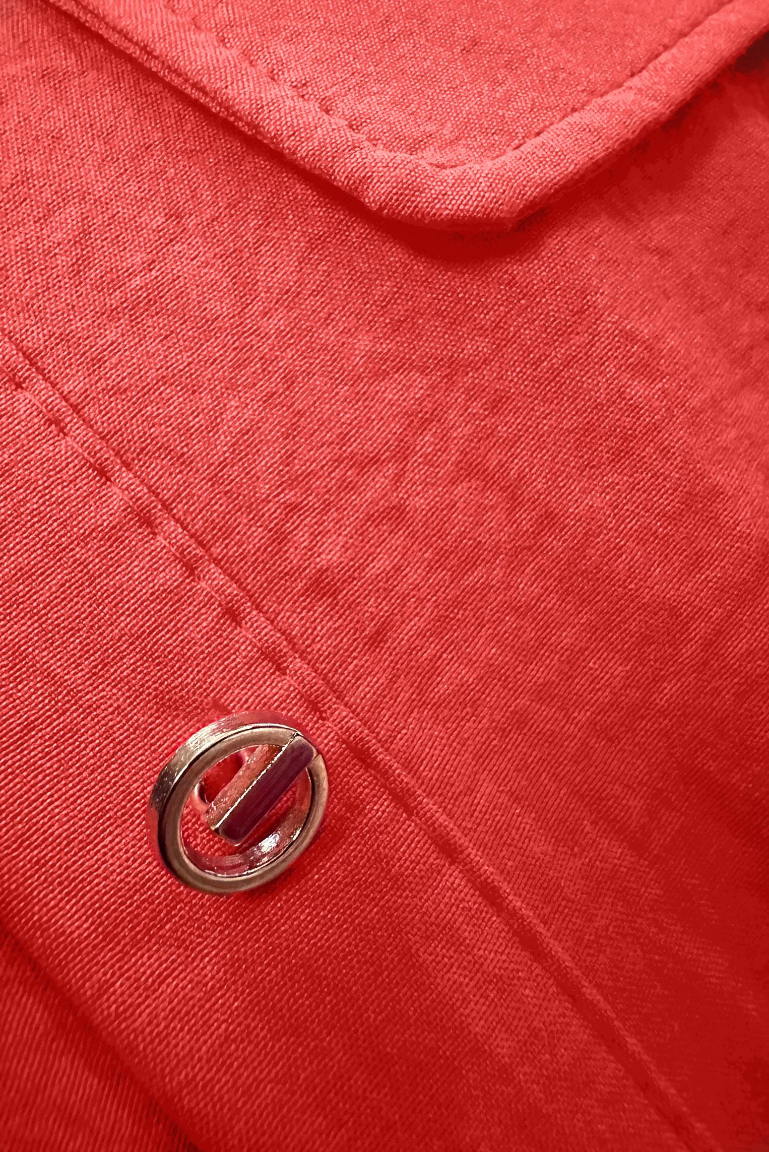 Tesettür giyim KIRMIZI BELİ BÜZGÜLÜ DÜĞMELİ TUNİK 43890