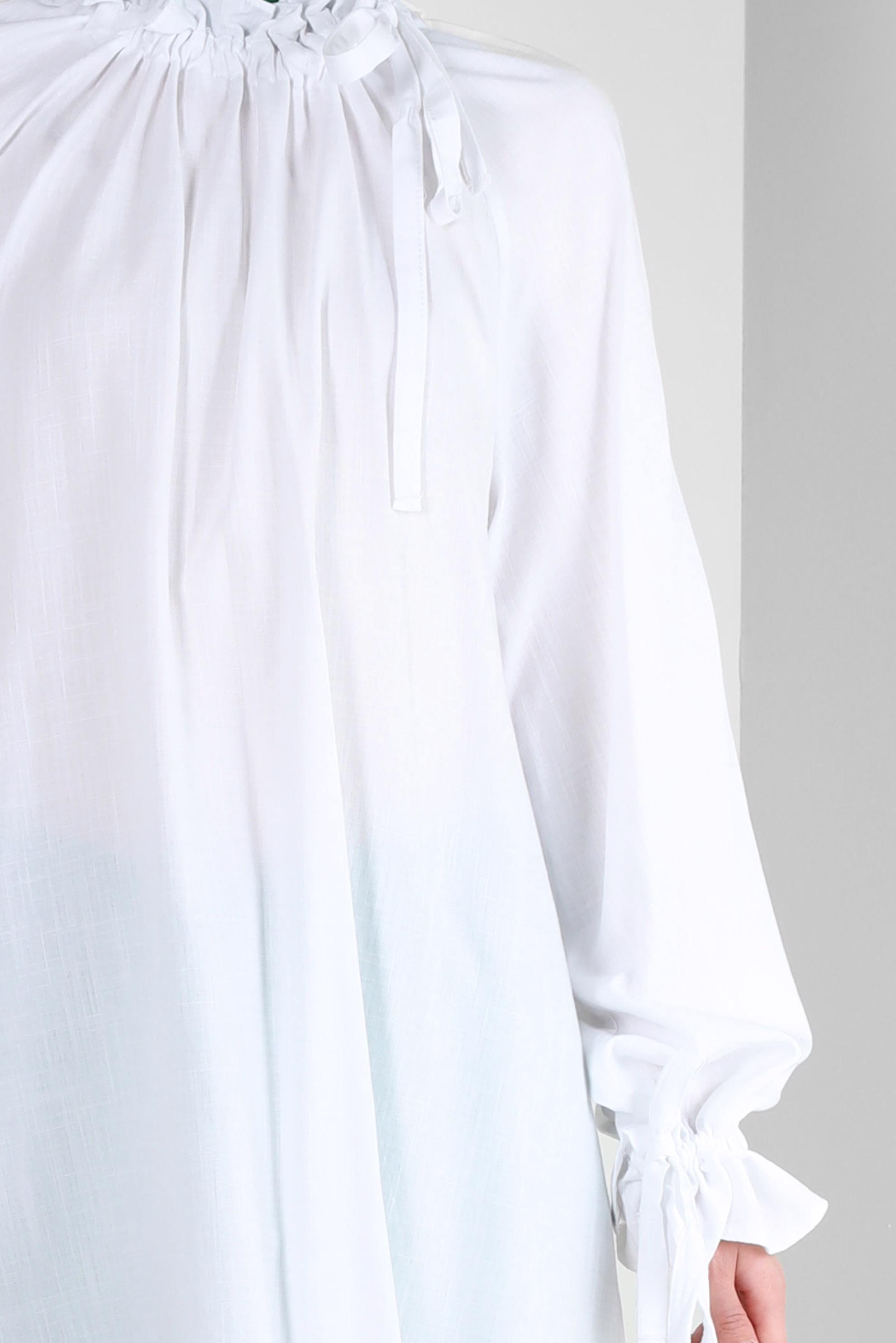 Tesettür giyim BEYAZ BÜZGÜLÜ BAĞLAMA DETAYLI TUNİK 43891