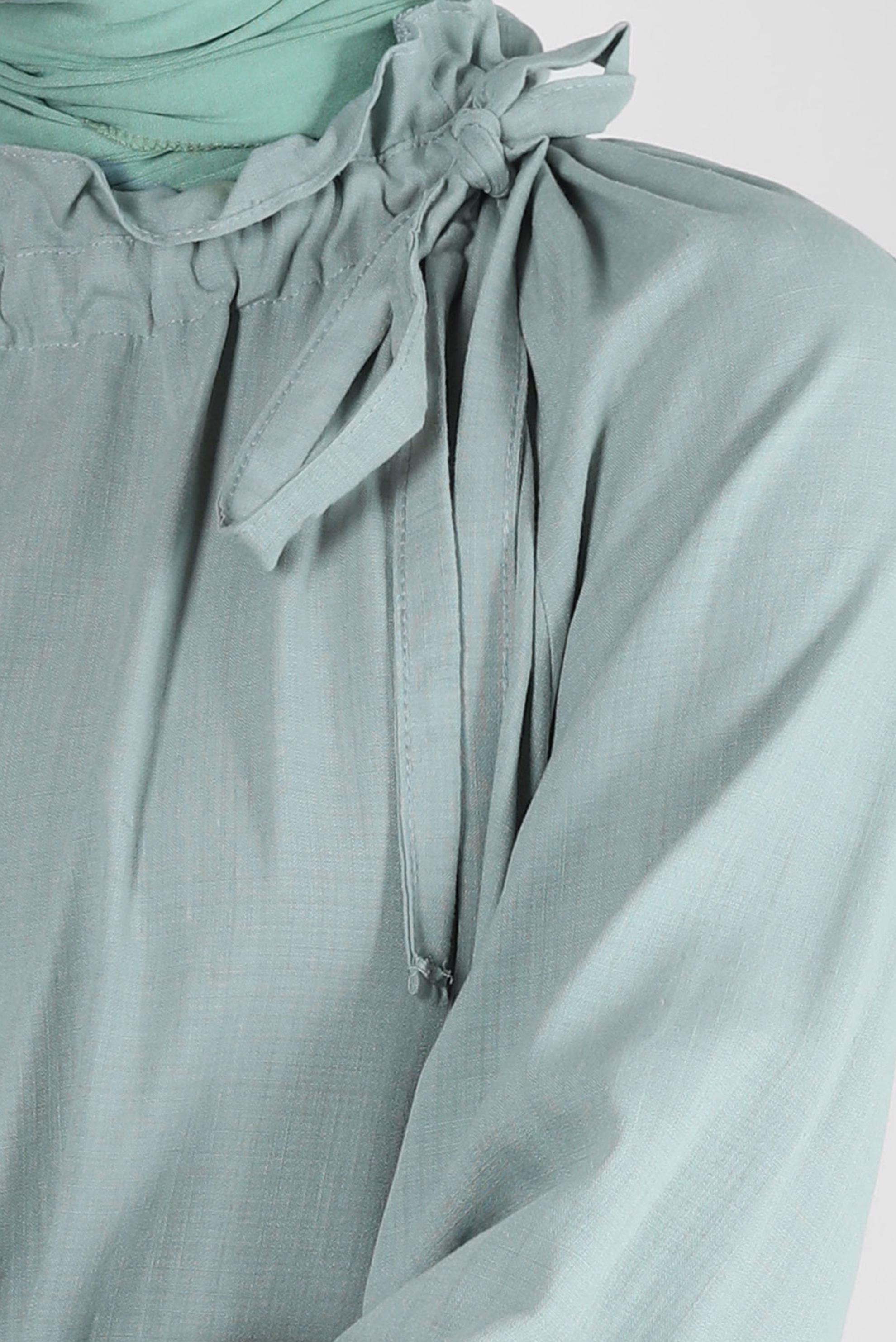 Tesettür giyim MAVİ BÜZGÜLÜ BAĞLAMA DETAYLI TUNİK 43891