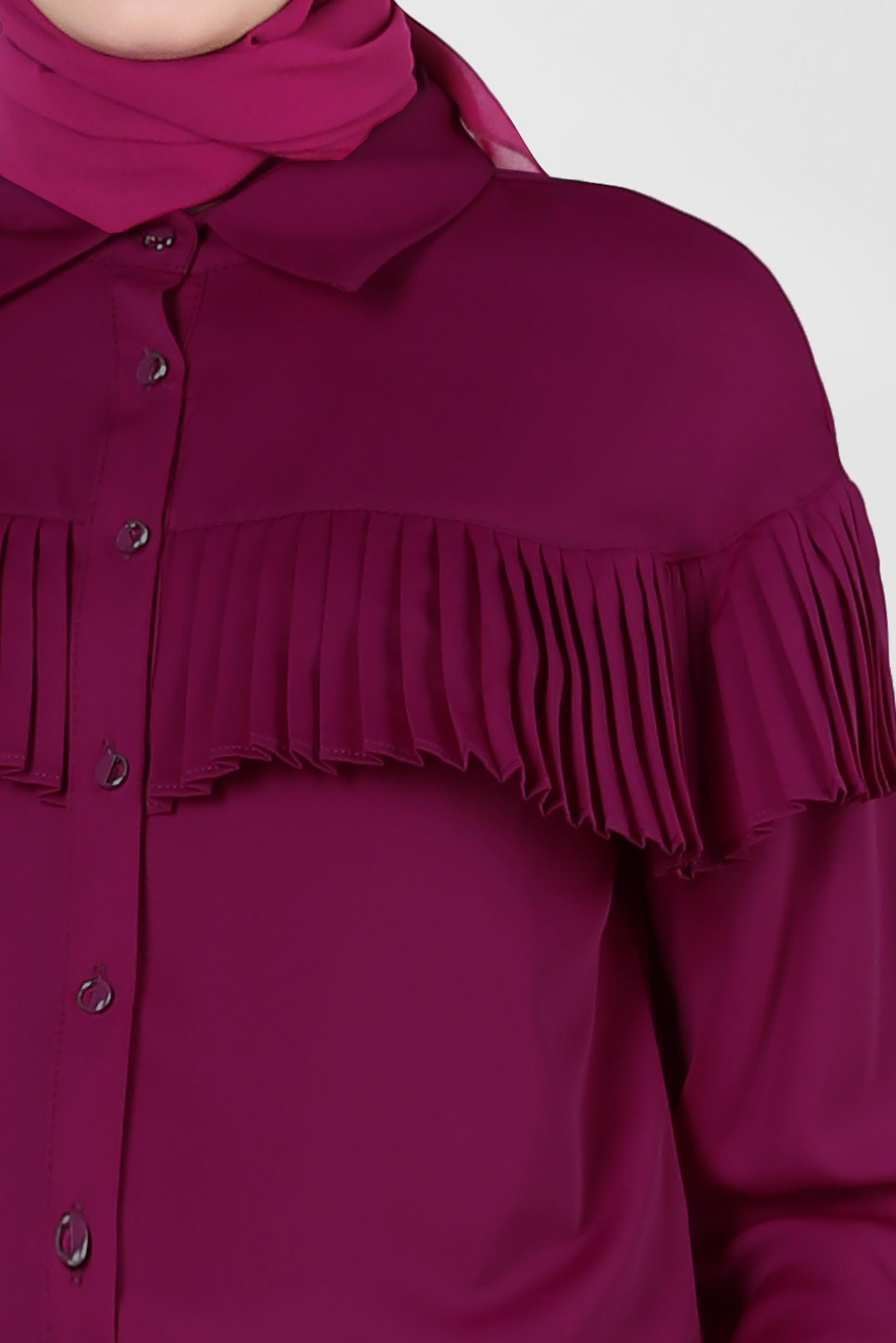 Tesettür giyim MOR MANŞETLERİ DÜĞMELİ FIRFIR DETAYLI TUNİK 43895