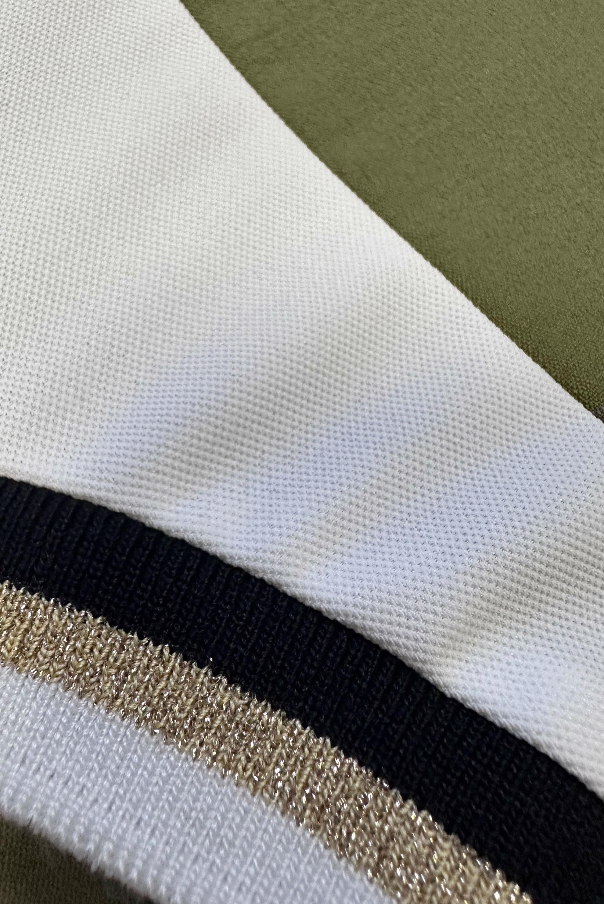 Tesettür giyim HAKİ MANŞETLERİ LASTİKLİ İKİ RENKLİ TUNİK 43914