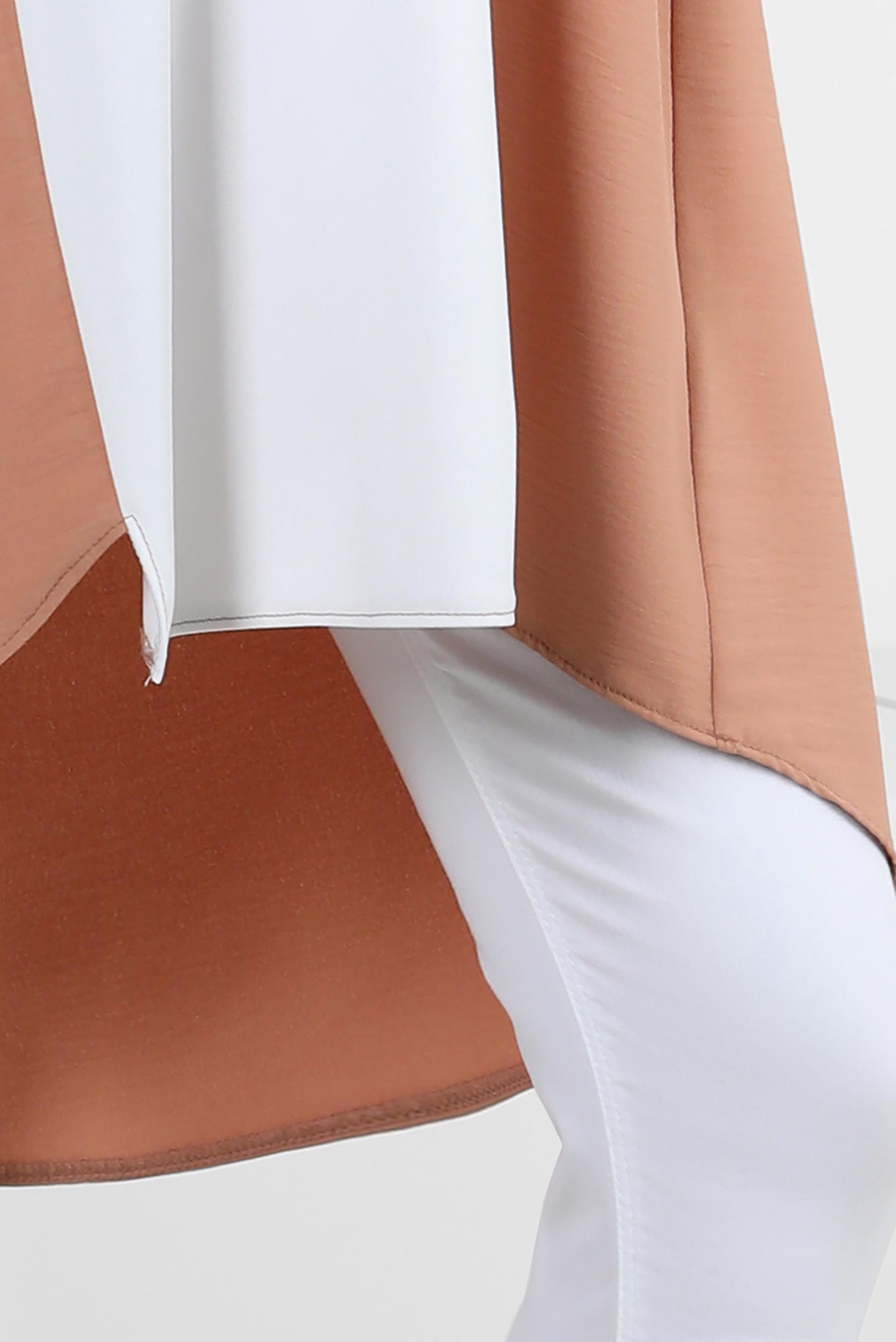 Tesettür giyim KAHVE MANŞETLERİ LASTİKLİ İKİ RENKLİ TUNİK 43914