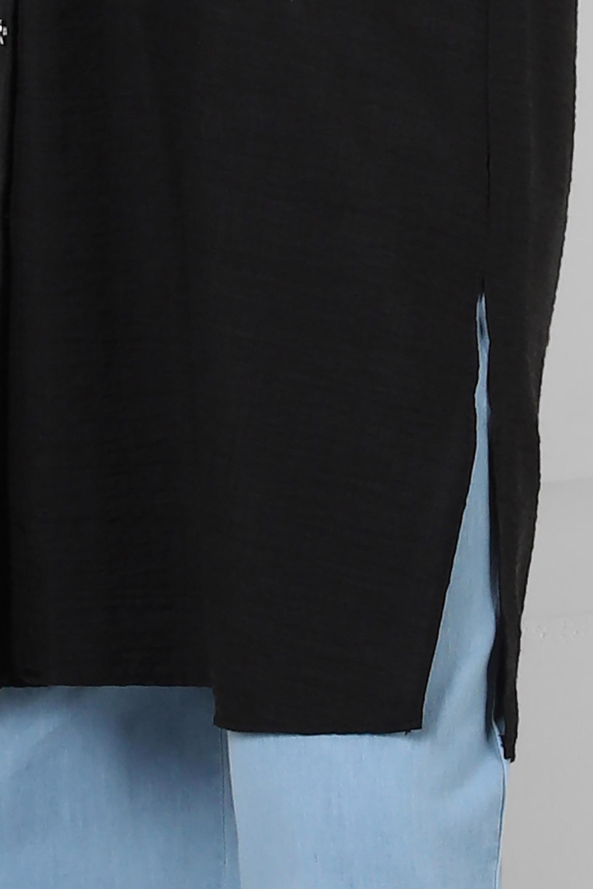 Tesettür giyim SİYAH YANI YIRTMAÇLI DÜĞMELİ TUNİK 43919