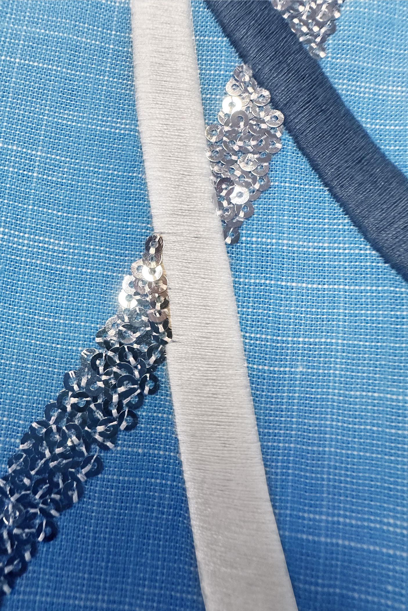 Tesettür giyim MAVİ PUL PAYET DETAYLI GÖMLEK YAKA TUNİK 43925