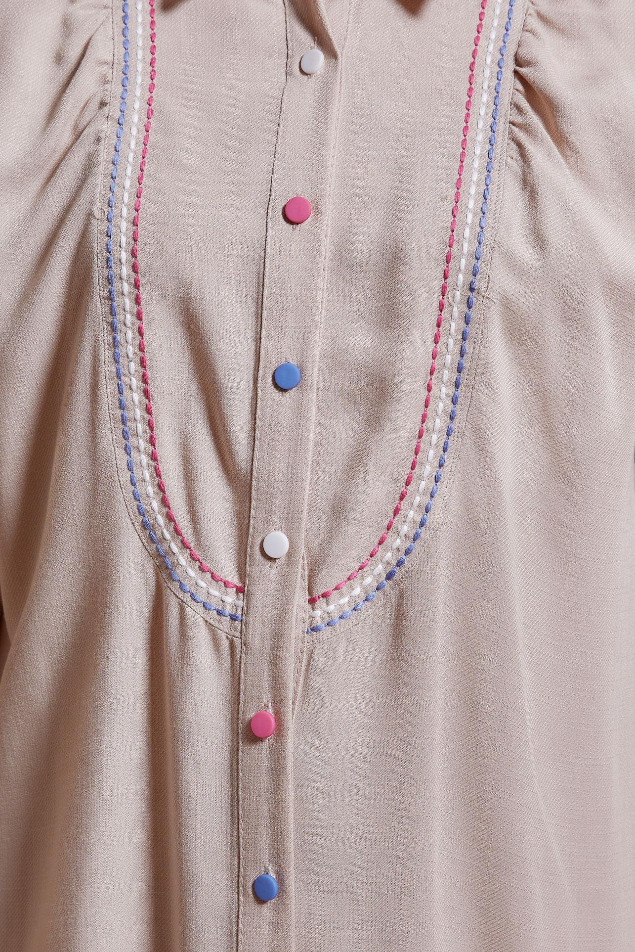 Tesettür giyim BEJ DİKİŞ DETAYLI TUNİK 43927