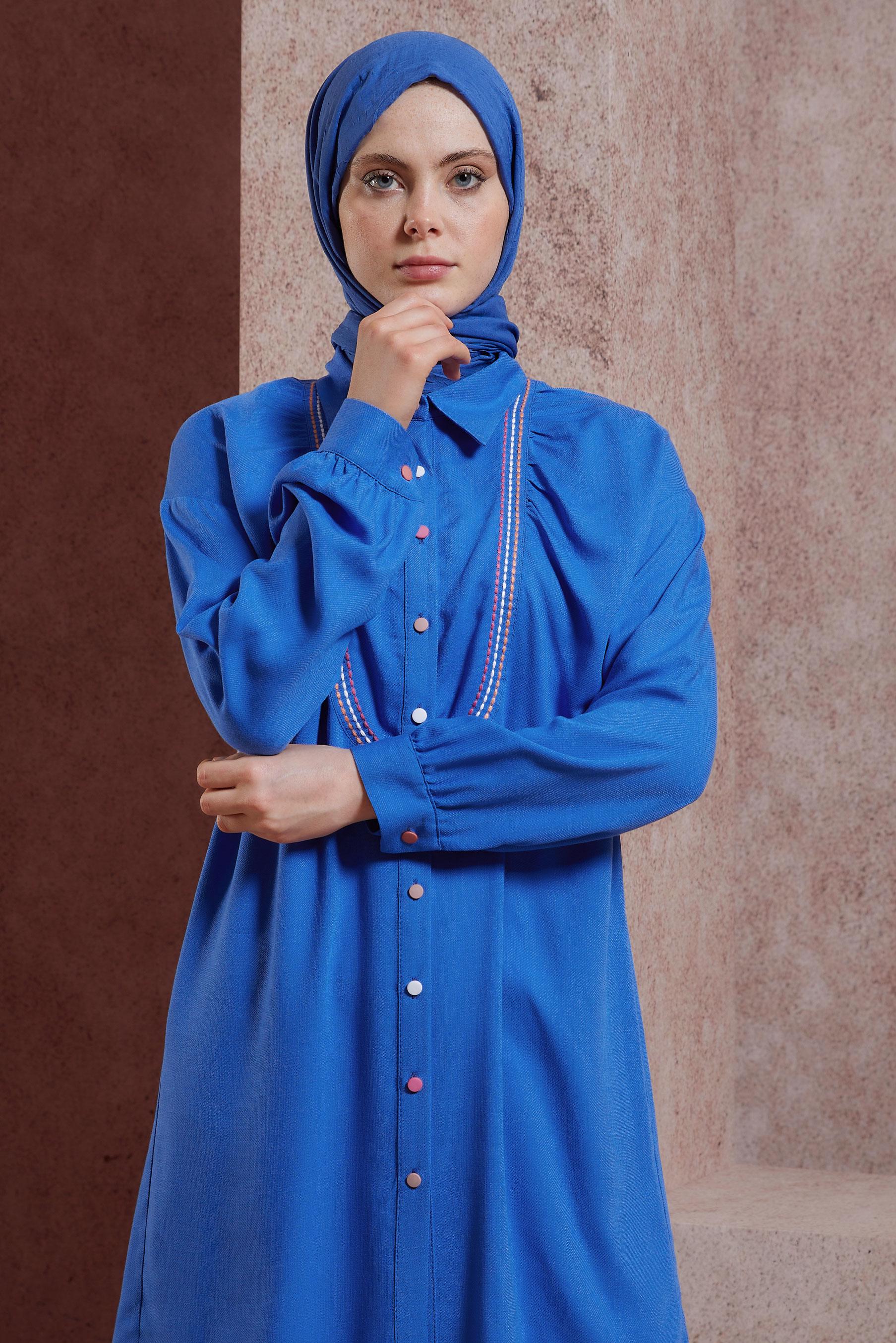 Tesettür giyim LACİVERT DİKİŞ DETAYLI TUNİK 43927