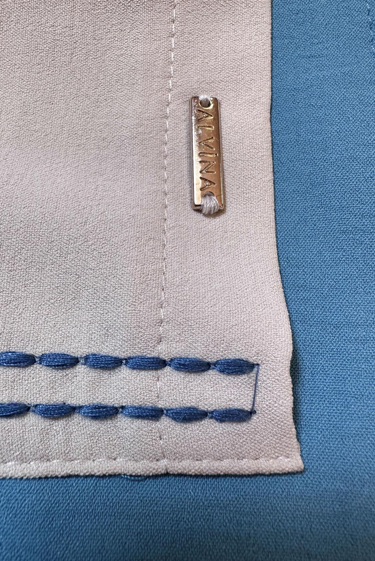 Tesettür giyim MAVİ GÖMLEK YAKA İKİ RENKLİ TUNİK 43928