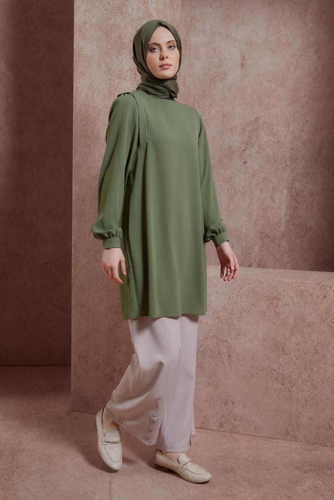 Tesettür giyim  TAŞ DETAYLI TUNİK 43933 - ALVİNA