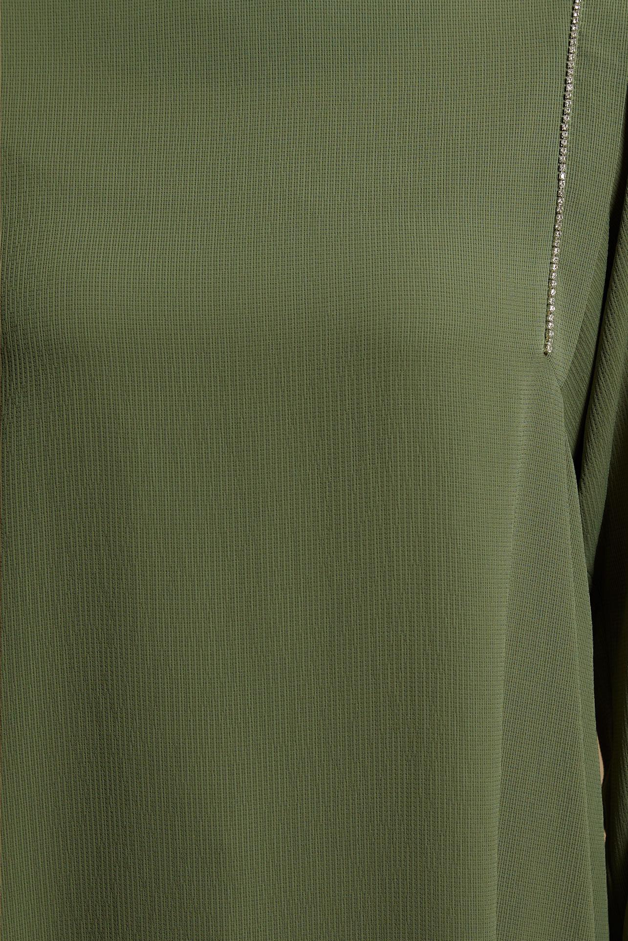 Tesettür giyim HAKİ TAŞ DETAYLI TUNİK 43933