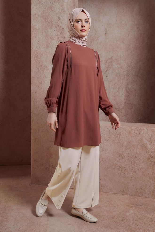 Tesettür giyim  TAŞ DETAYLI TUNİK 43933 - ALVİNA