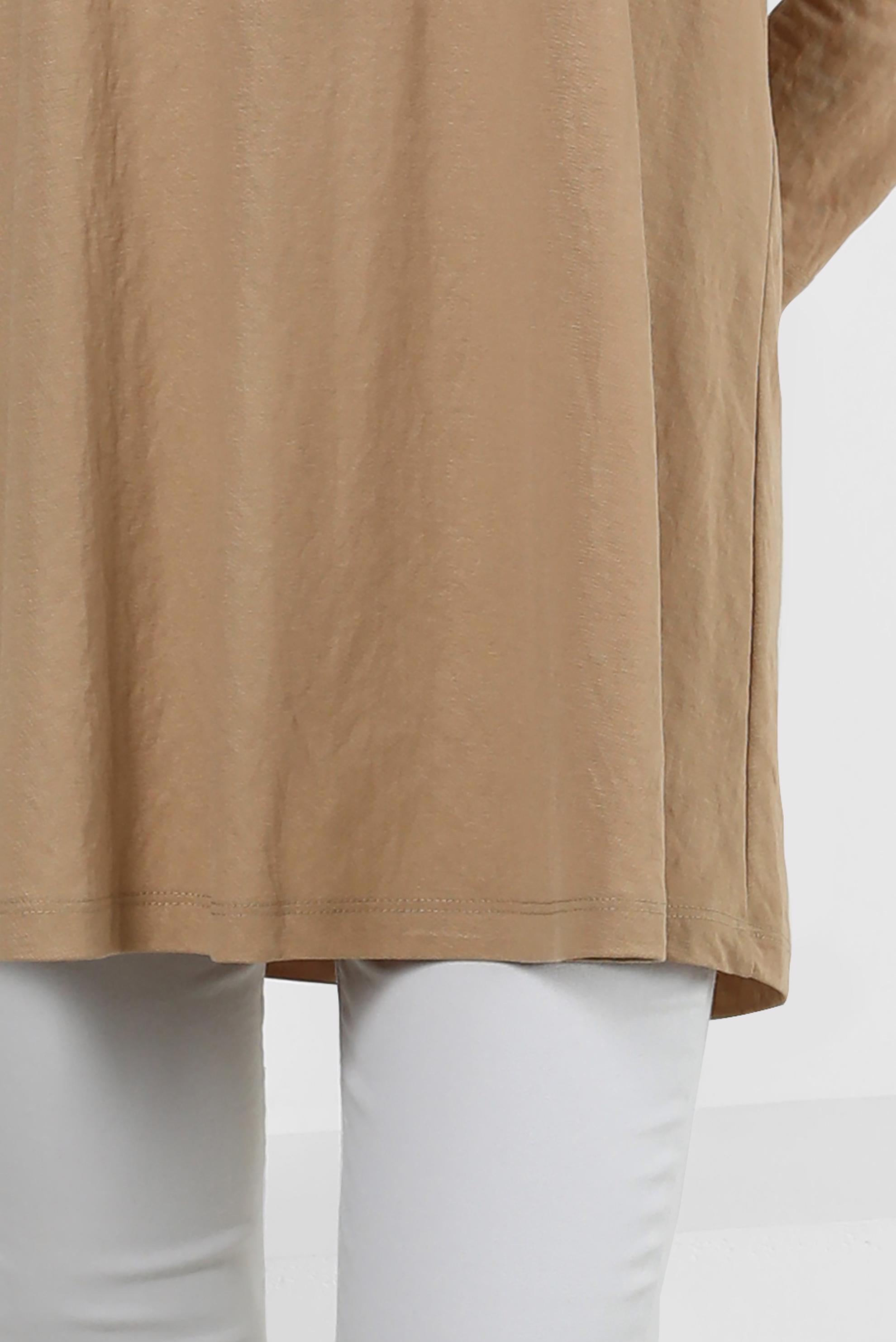 Tesettür giyim KAHVE BİSİKLET YAKA DÜZ TUNİK 43941