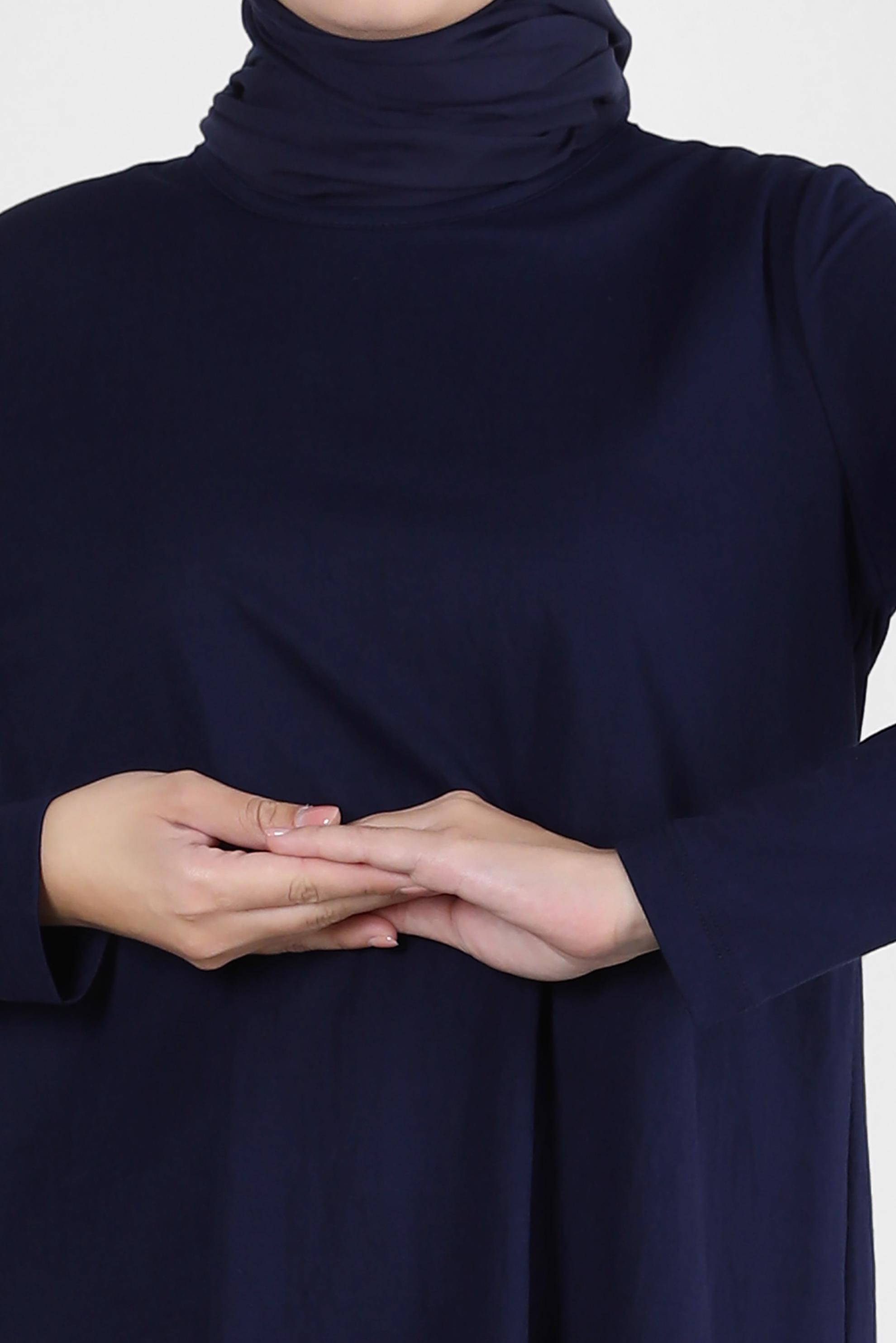 Tesettür giyim LACİVERT BİSİKLET YAKA DÜZ TUNİK 43941