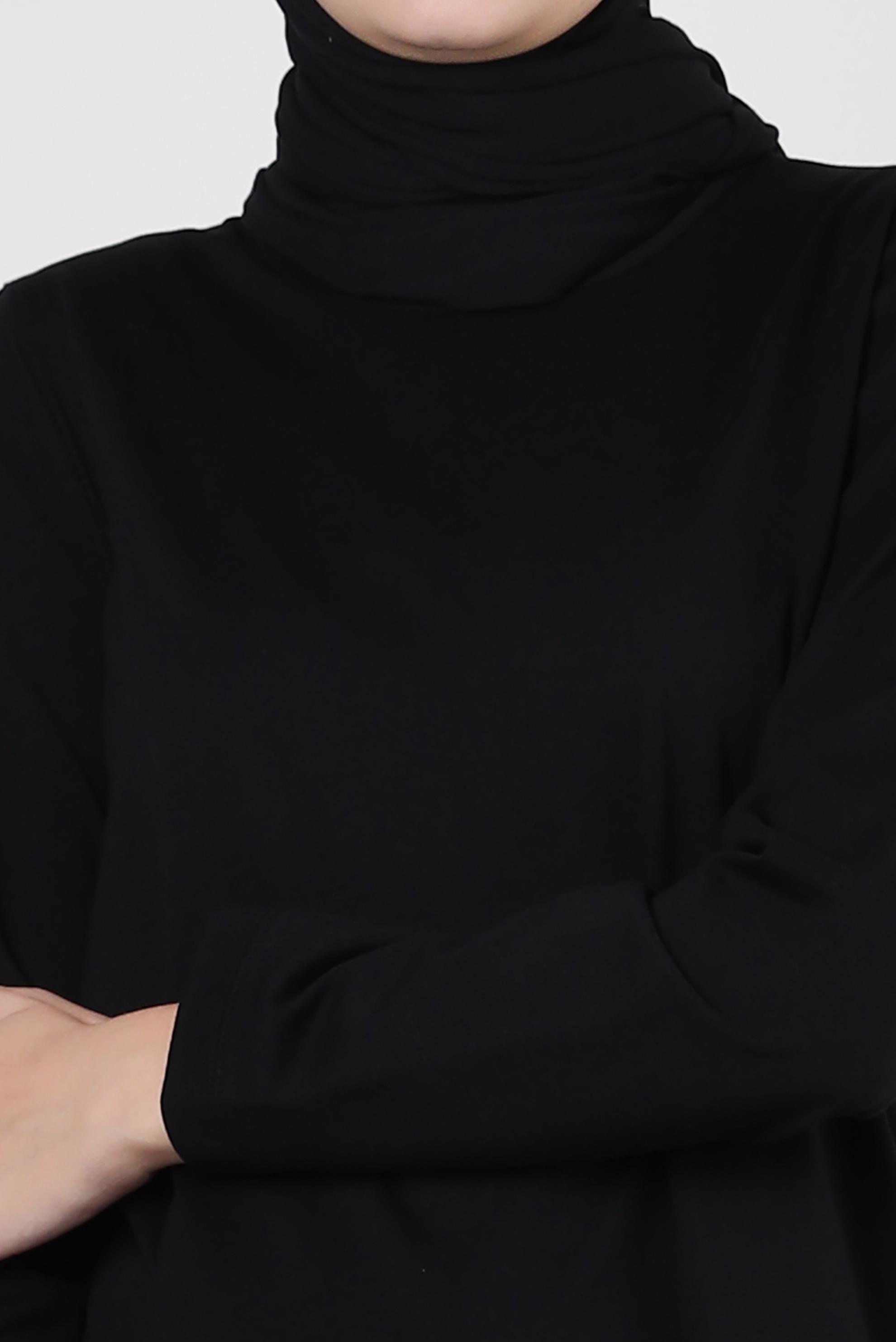 Tesettür giyim SİYAH BİSİKLET YAKA DÜZ TUNİK 43942