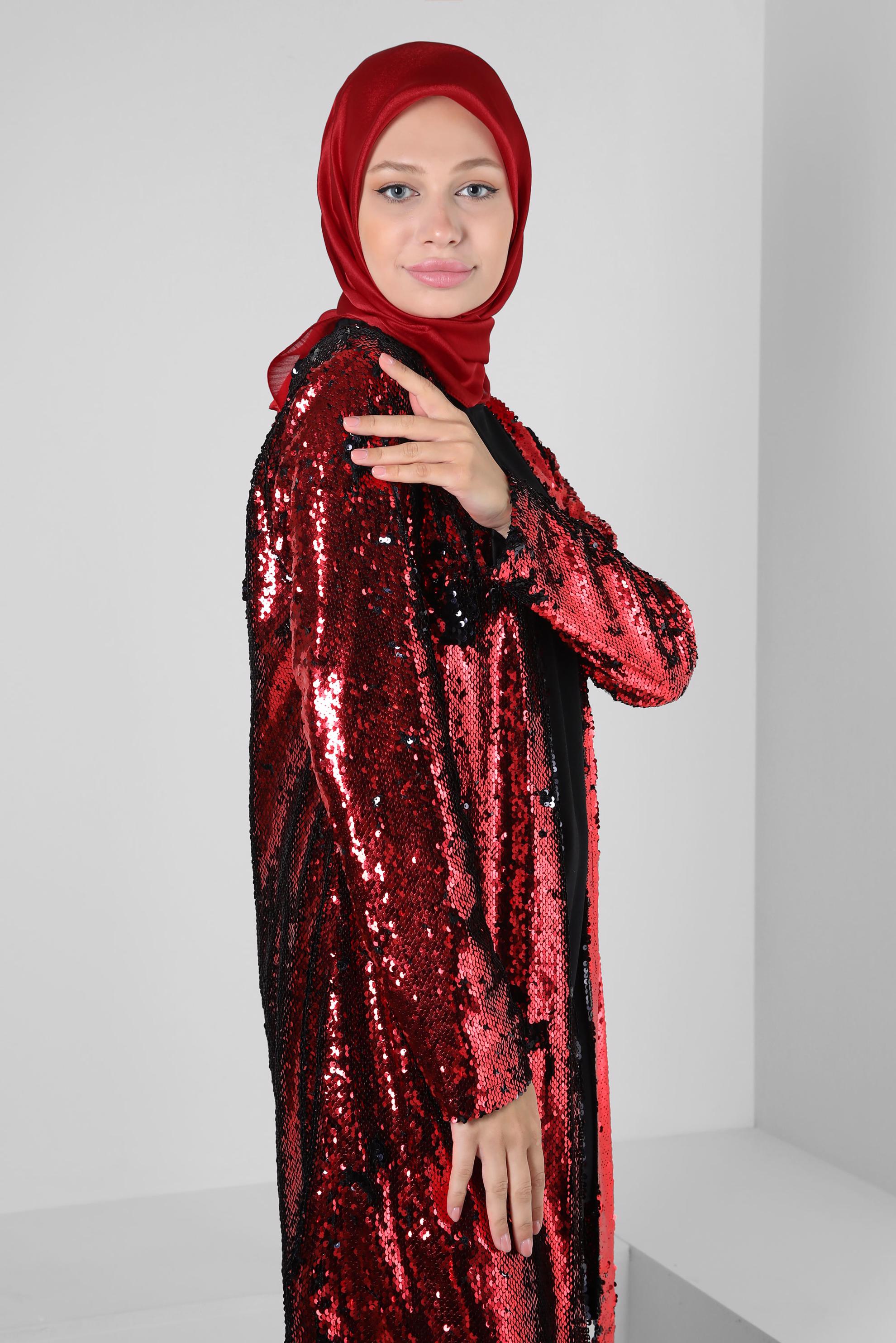 Hijab clothing BLACK SEQUINED 2-PIECE TUNIC WITH JACKET 43945