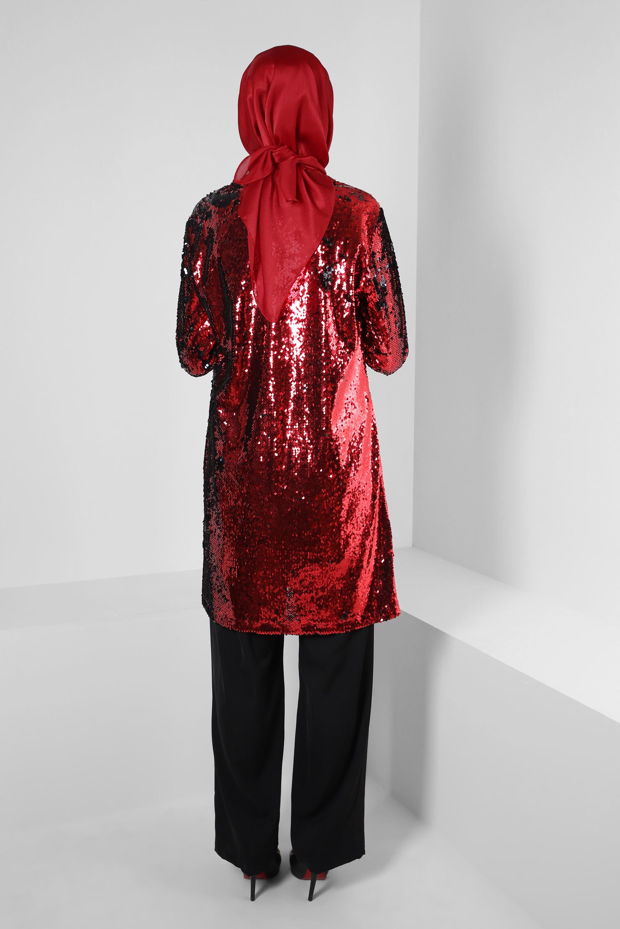 Hijab clothing BLACK SEQUINED 2-PIECE TUNIC WITH JACKET 43945