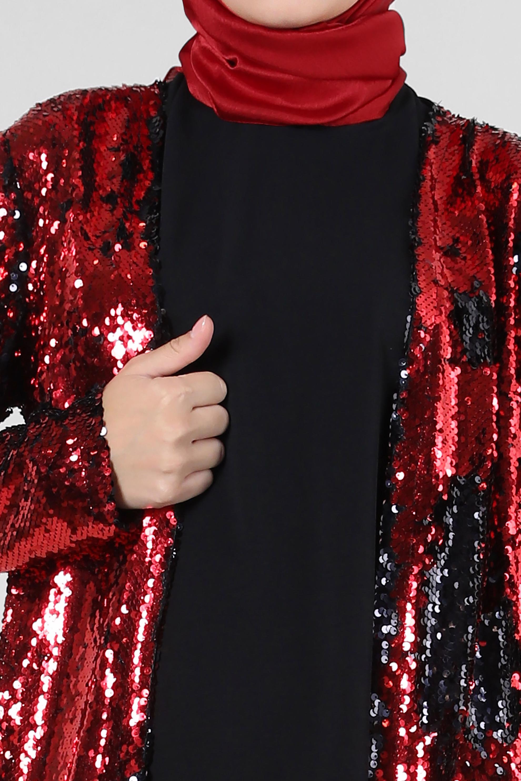 Hijab clothing BLACK SEQUINED 2-PIECE TUNIC WITH JACKET 43945