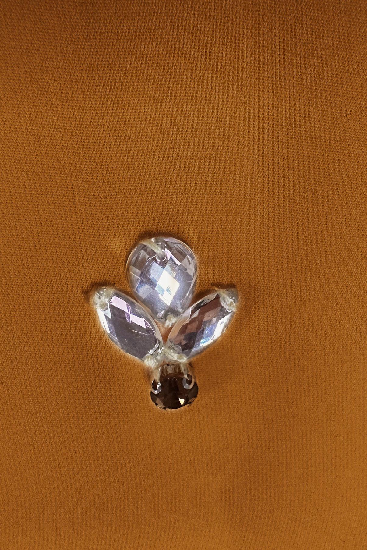 Tesettür giyim SARI FIRFIR DETAYLI TAŞLI TUNİK 43772