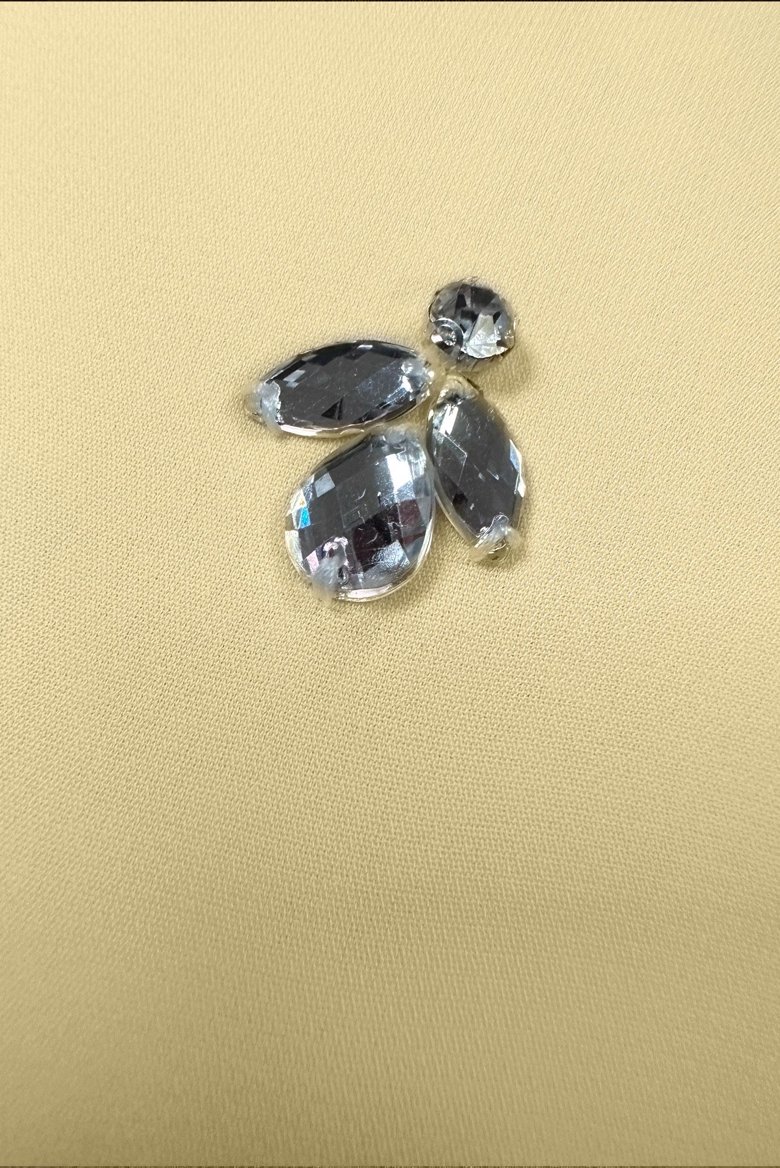 Tesettür giyim SARI FIRFIR DETAYLI TAŞLI TUNİK 43772