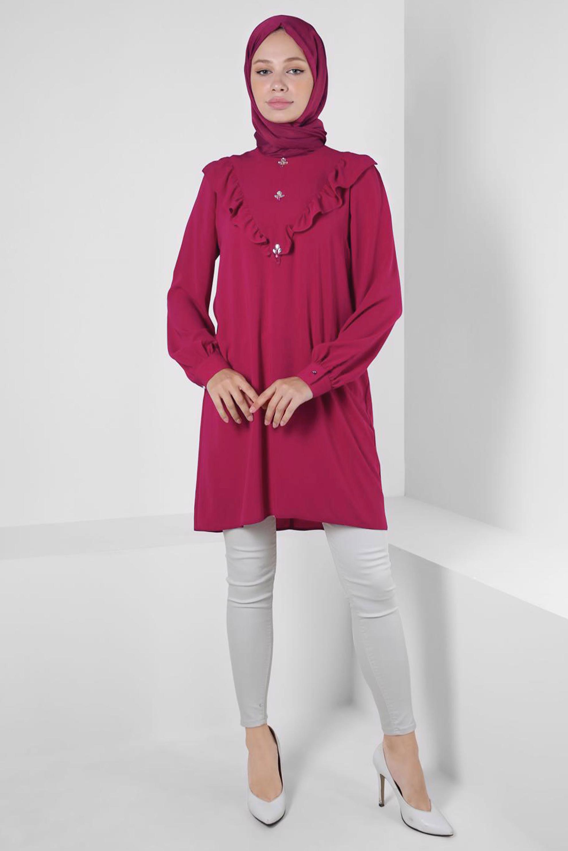 Vêtements hijab FUCHSIA TUNIQUE À VOLANTS 43772