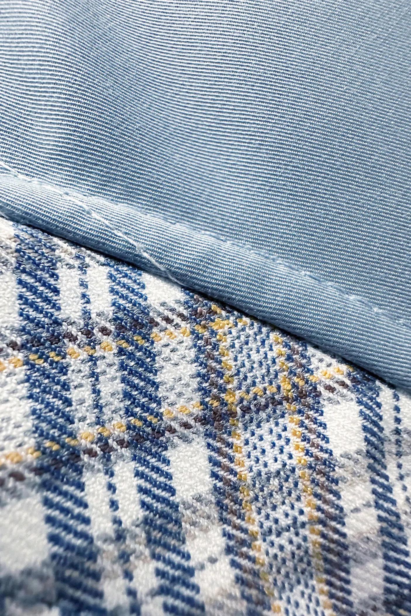 Tesettür giyim MAVİ EKOSE DETAYLI KEMERLİ ÇITÇITLI TRENÇKOT 10743