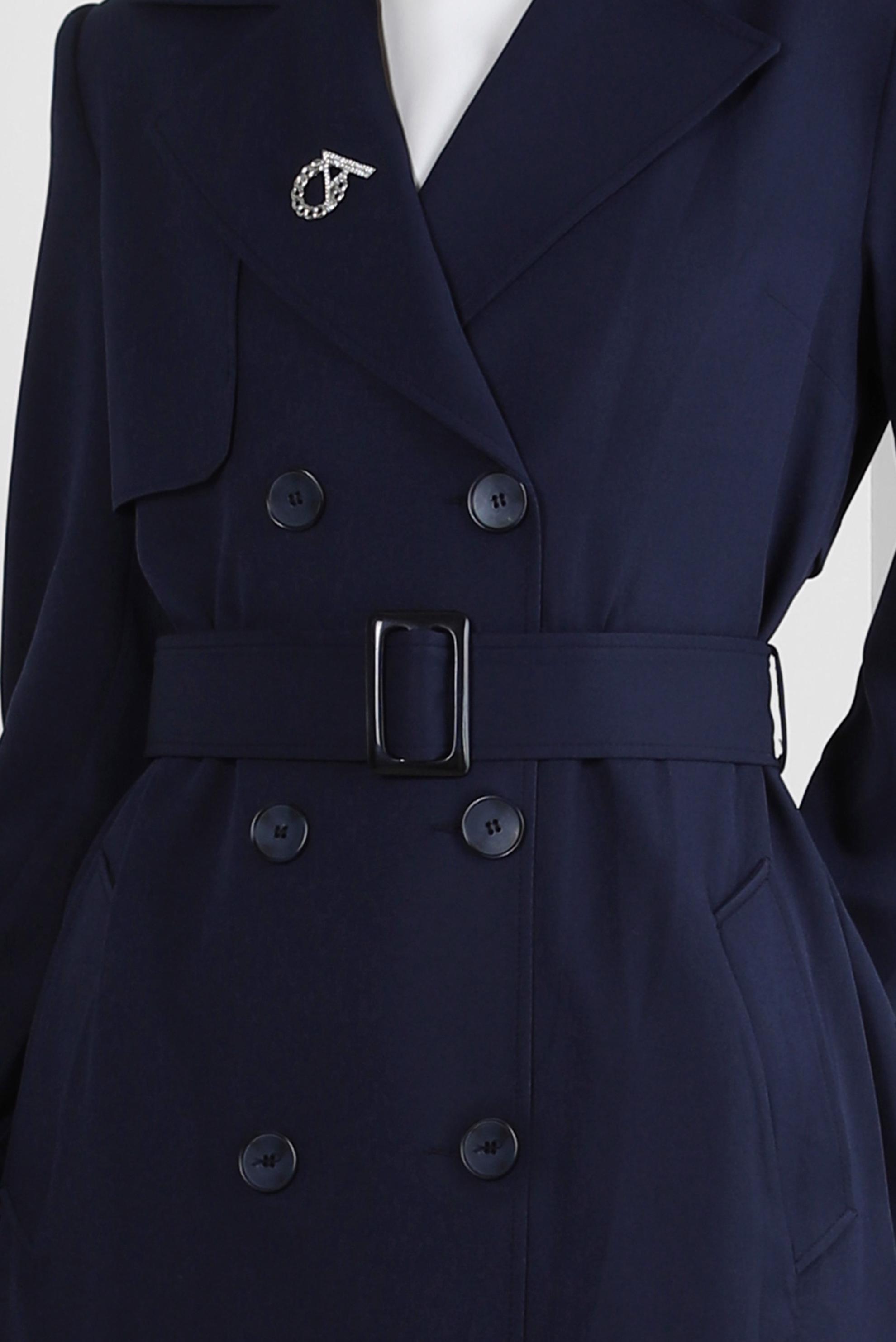 Tesettür giyim LACİVERT BANTLI KRUVAZE YAKA TRENÇKOT 10751